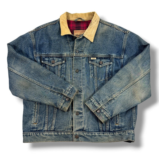 Vintage Levi's Signature Blanket Lined Jacket Womens XL Blue Denim Plaid Flannel