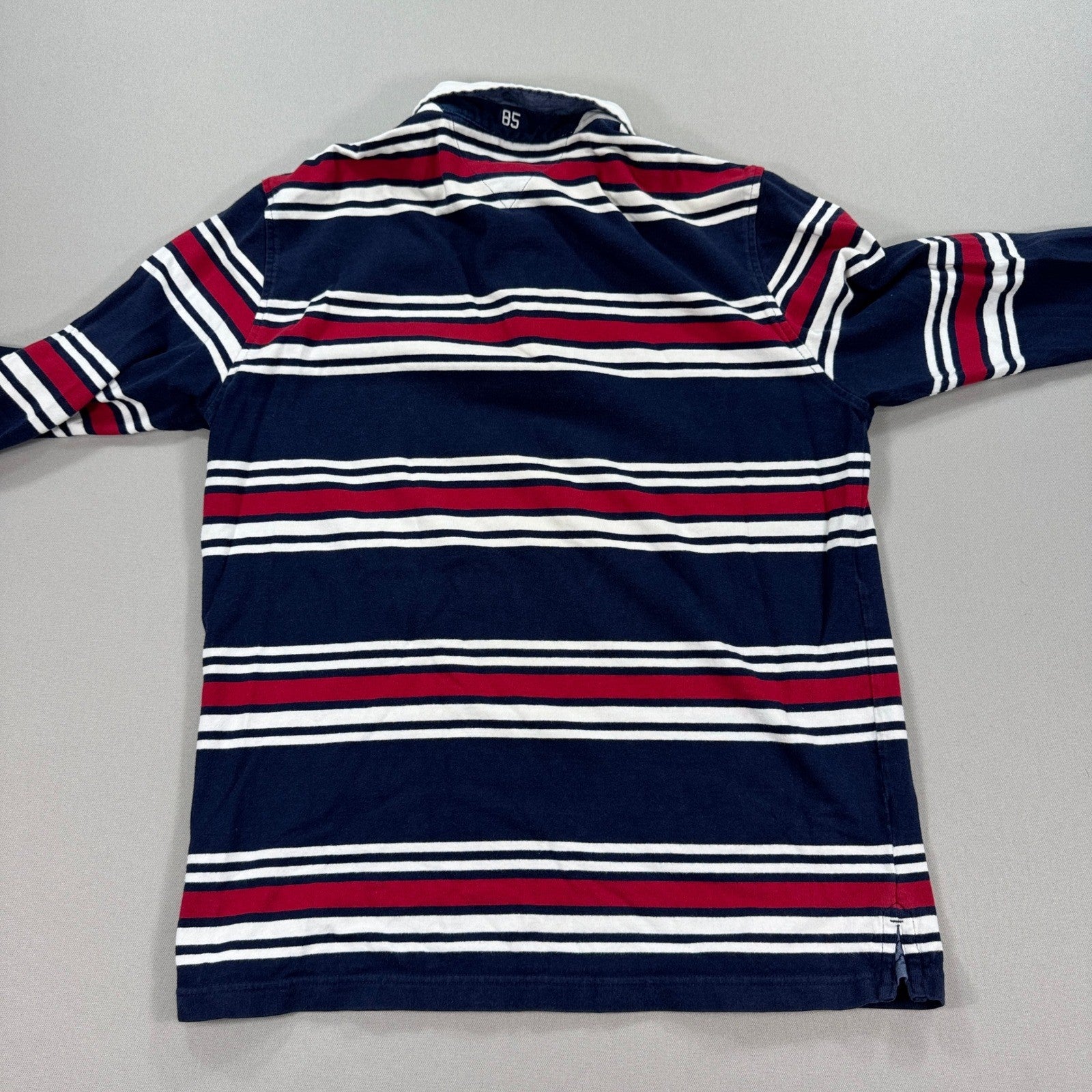 Tommy Hilfiger Polo Rugby Shirt Custom Fit Long Sleeve mens XL Navy Striped