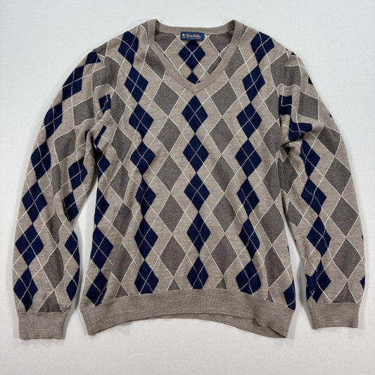 Brooks Brothers Sweater Extra Fine Italiano Merino Wool Argyle mens XL Knitted