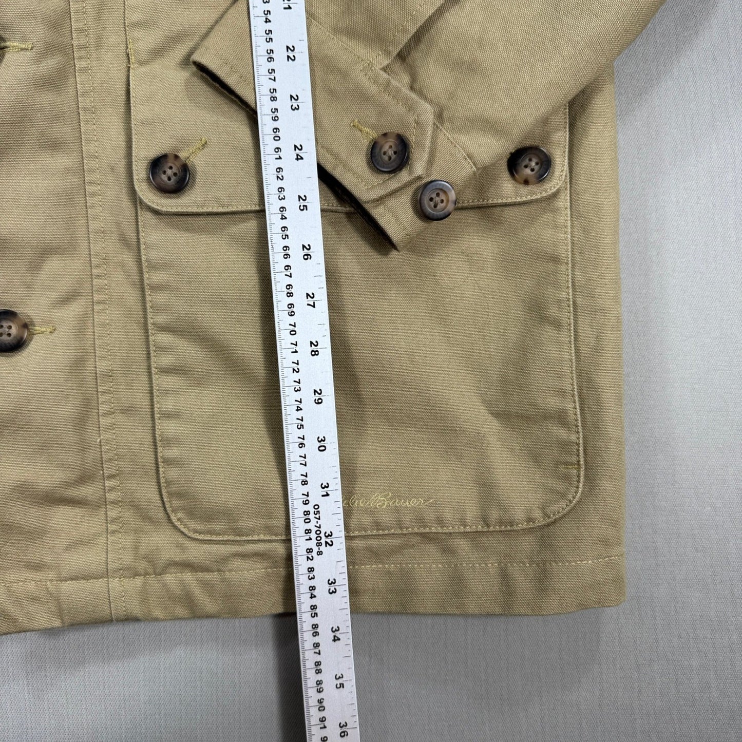Eddie Bauer Chore Field Jacket mens XL Beige Button Down Lined Corduroy Collar