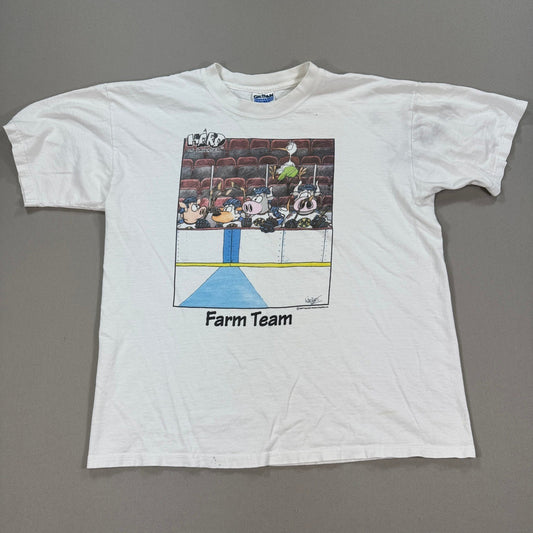 Vintage 1997 Wooket Farm Team Cartoon T-Shirt Large Made In Canada
