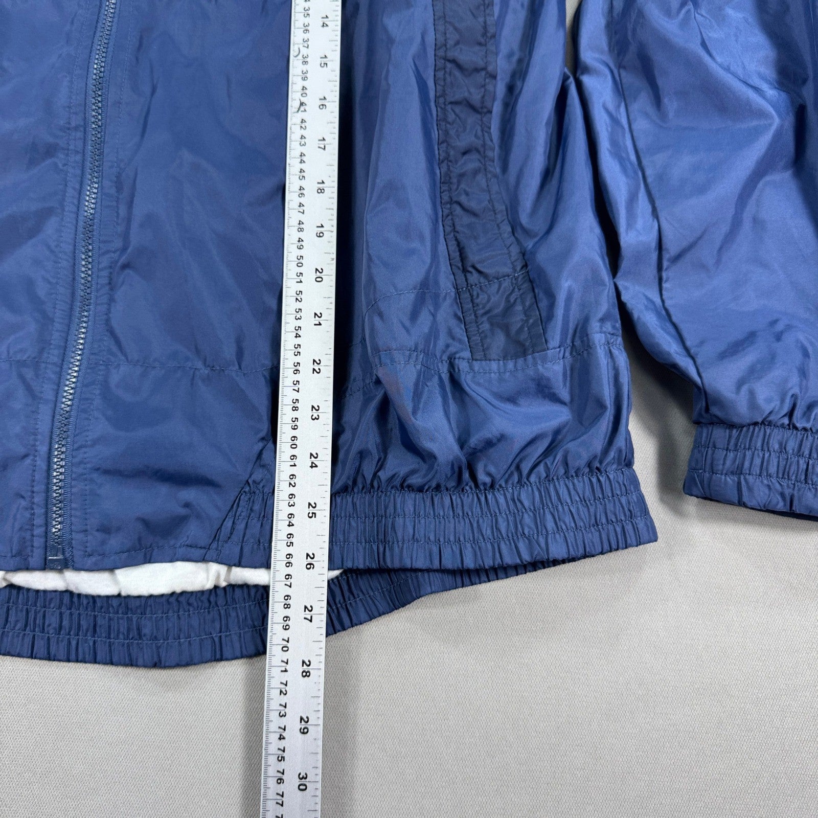 Vintage Nike Windbreaker Jacket mens Large Full Zip Blue Big Swoosh Logo Nylon