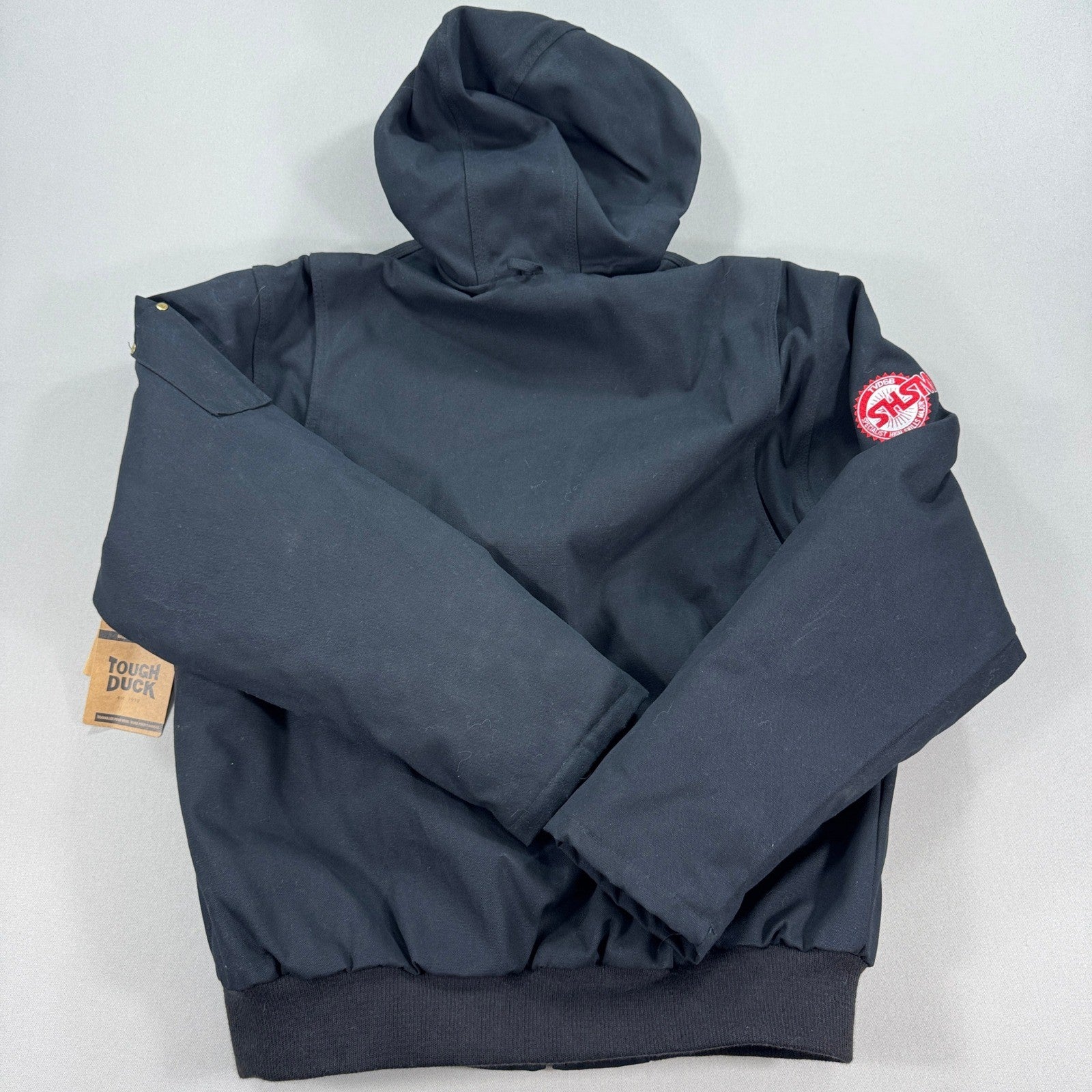 NWT Tough Duck Hooded Jacket Quilted Lined mens L Black Barn Field Coat