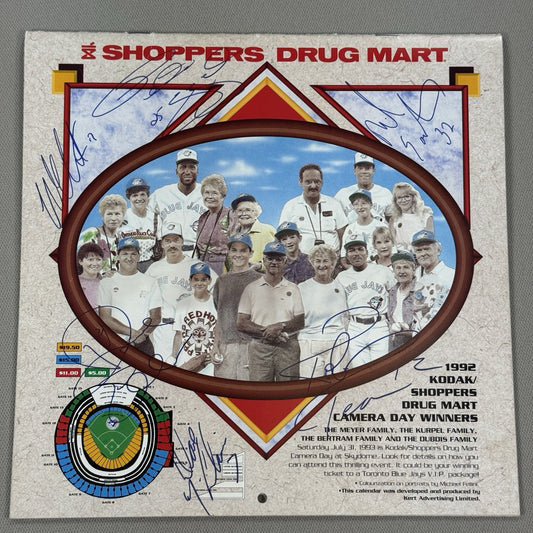 Blue jays 1993 Team Signed Calendar Shoppers Drug Mart Mint Condition RARE