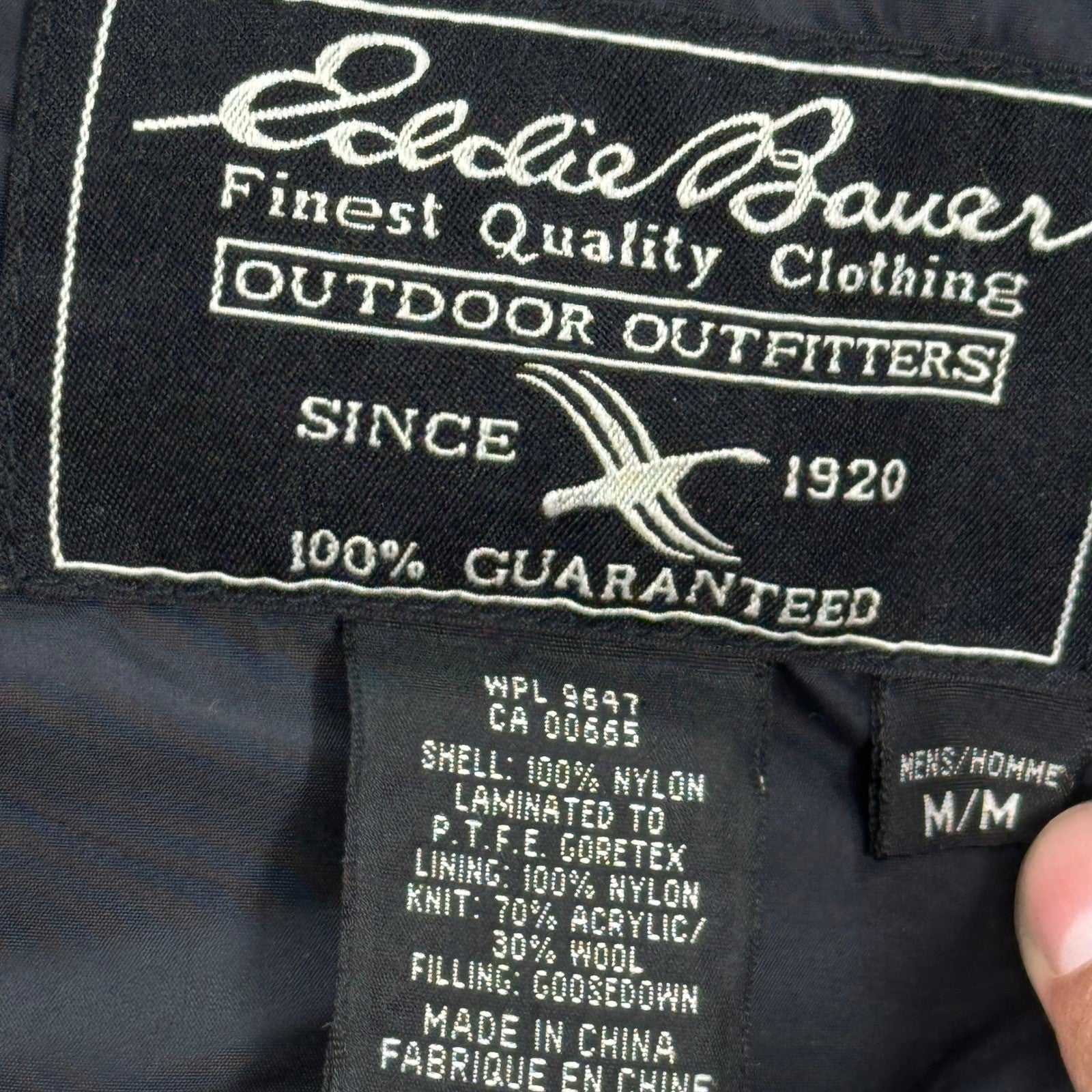 Eddie Bauer Gore-Tex Parka Winter Jacket Insulated Hooded mens Medium Blue Down