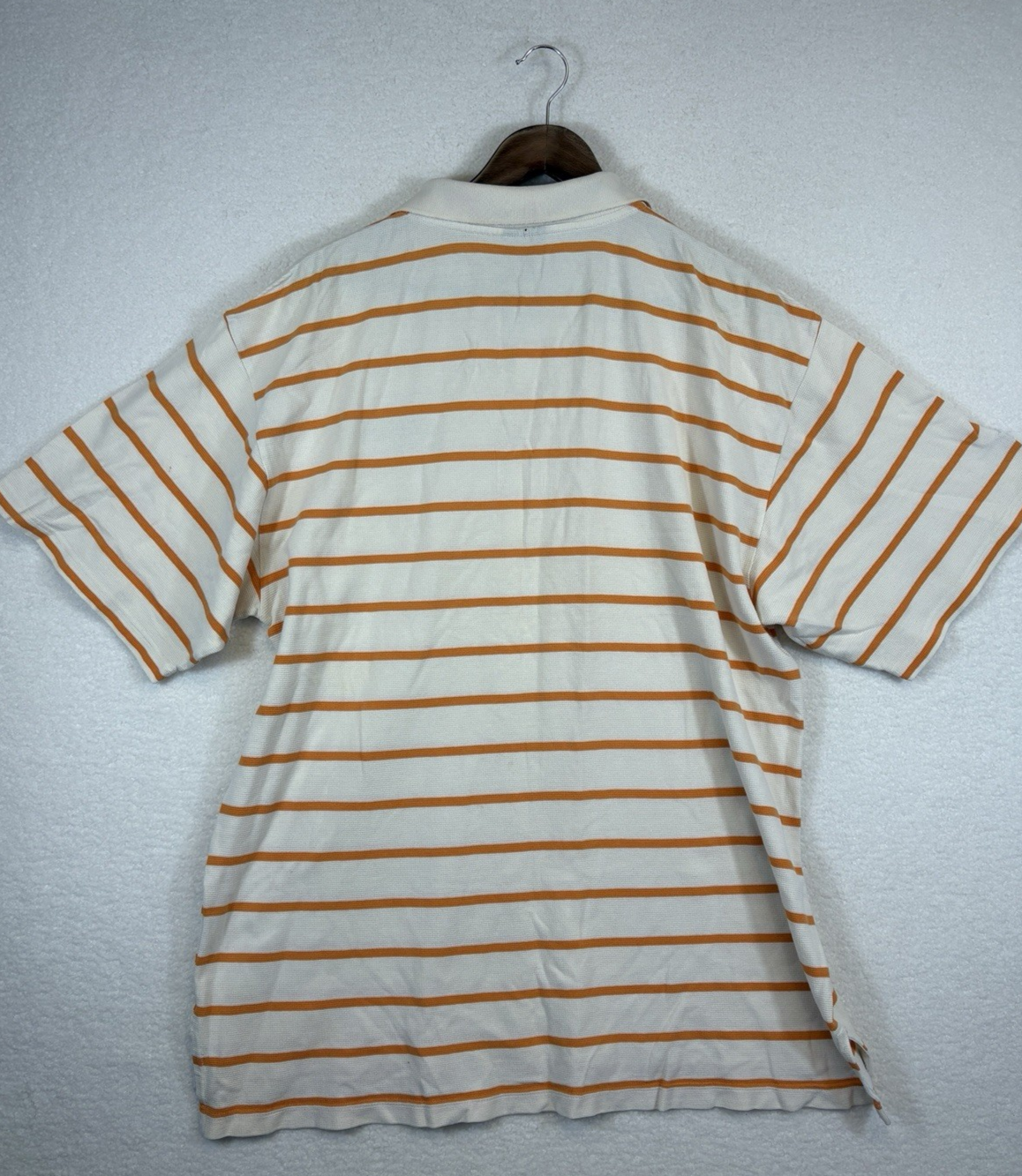 FUBU The Collection 105 Orange White Stripes Golf Polo Shirt Mens XL