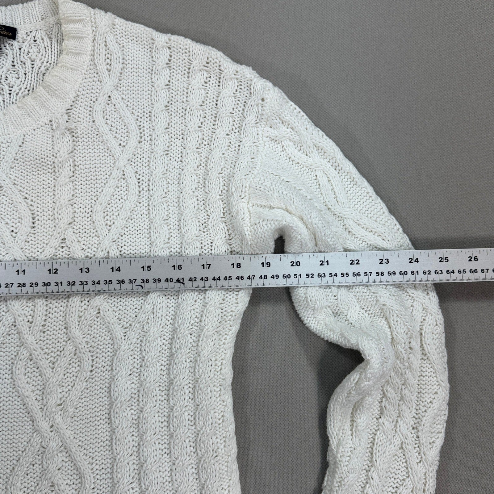 Brooks Brothers Cable Knit Sweater Womens Medium White Cotton Blend Crewneck