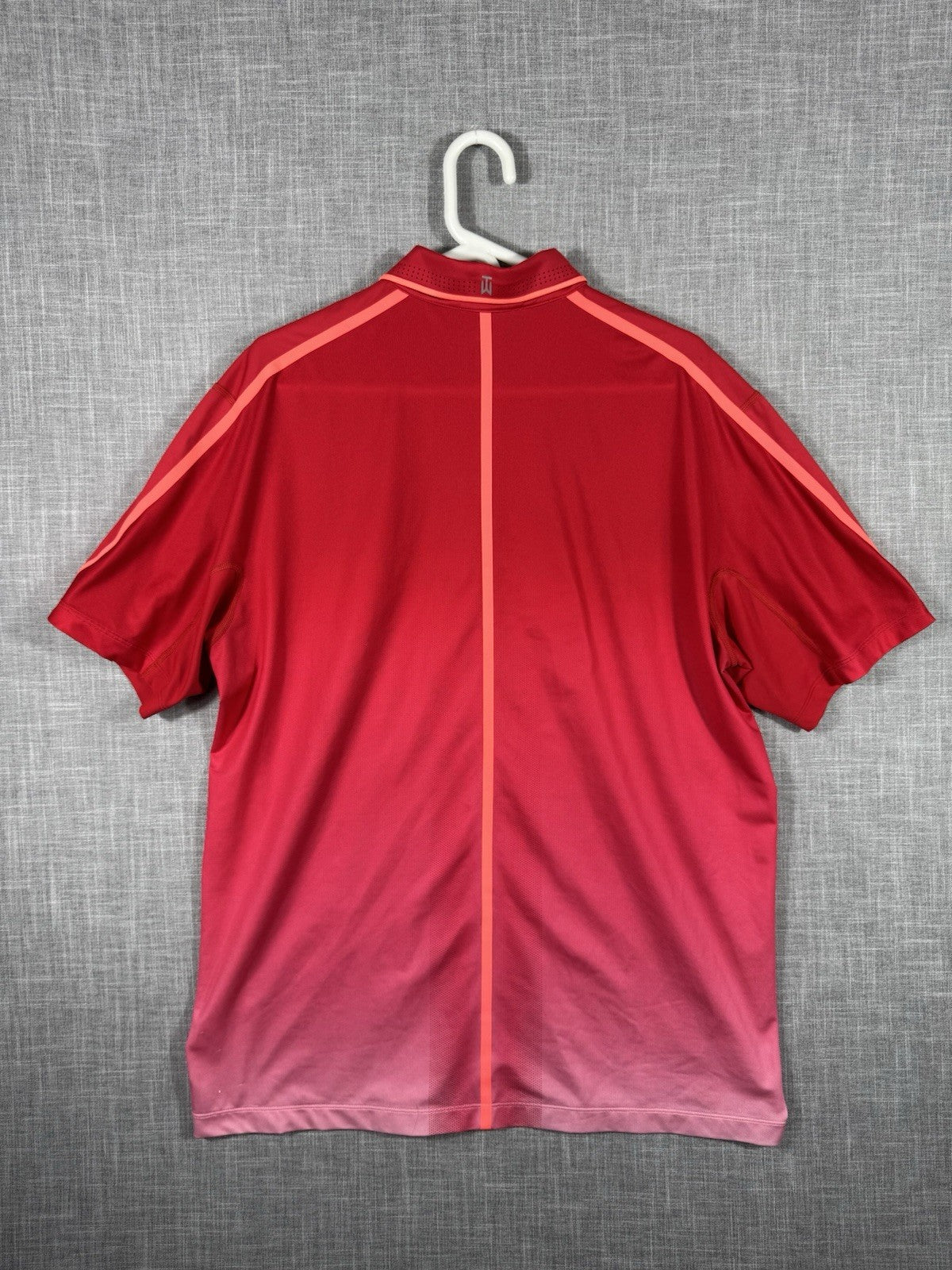 Nike Dri-Fit Tiger Woods Collection Red Snap Button Golf Polo Shirt Mens Size L