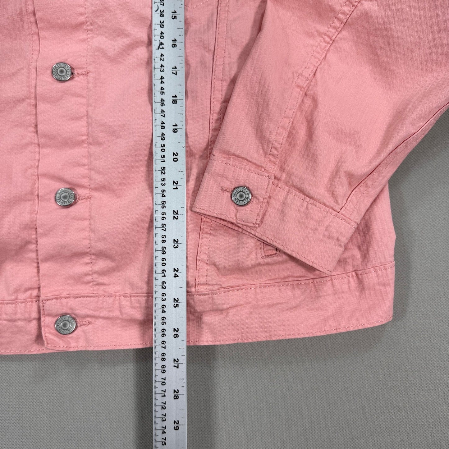 Levi's Denim Trucker Jacket mens XL Peach Pink Vintage Fit Button Down Cotton