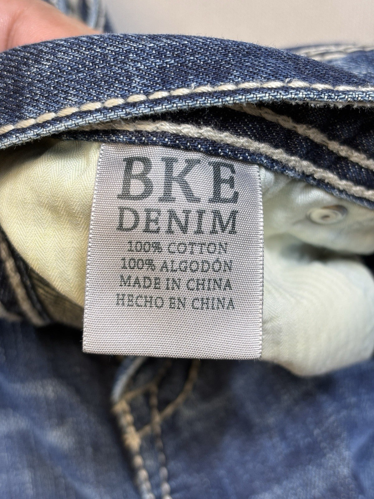 BKE Denim Tyler Straight Blue Jeans mens 33R Distressed Dark Wash Stretch