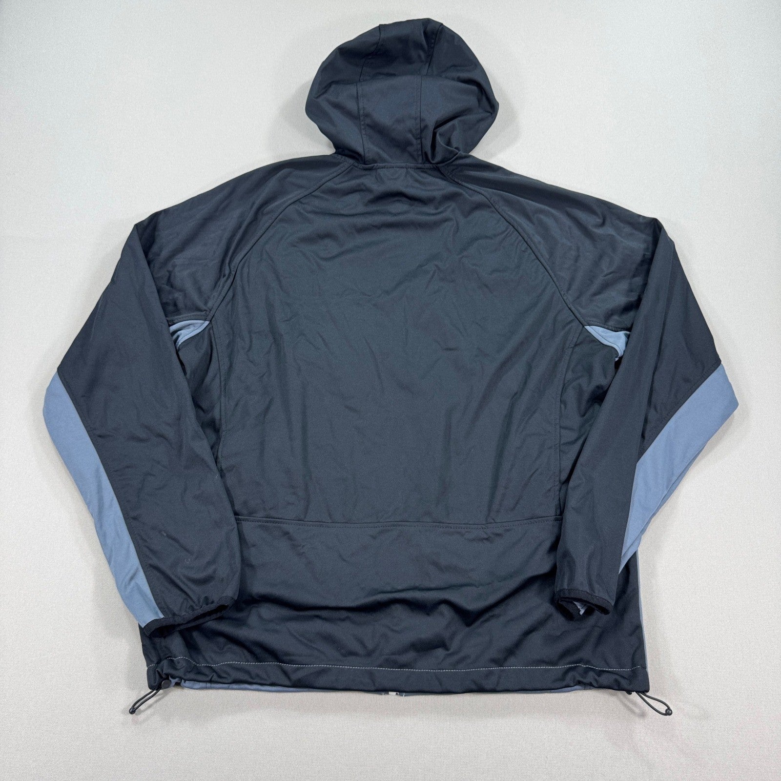 New Balance Windbreaker Jacket mens Large Black Blue Full Zip Mesh Lined Hooded