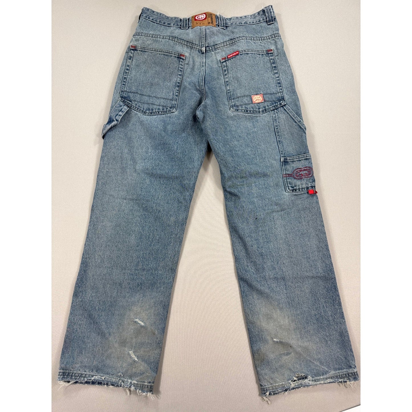 Ecko Unltd. Carpenter Jeans mens Sz 34 Denim Cargo Pockets Baggy Distressed Y2K