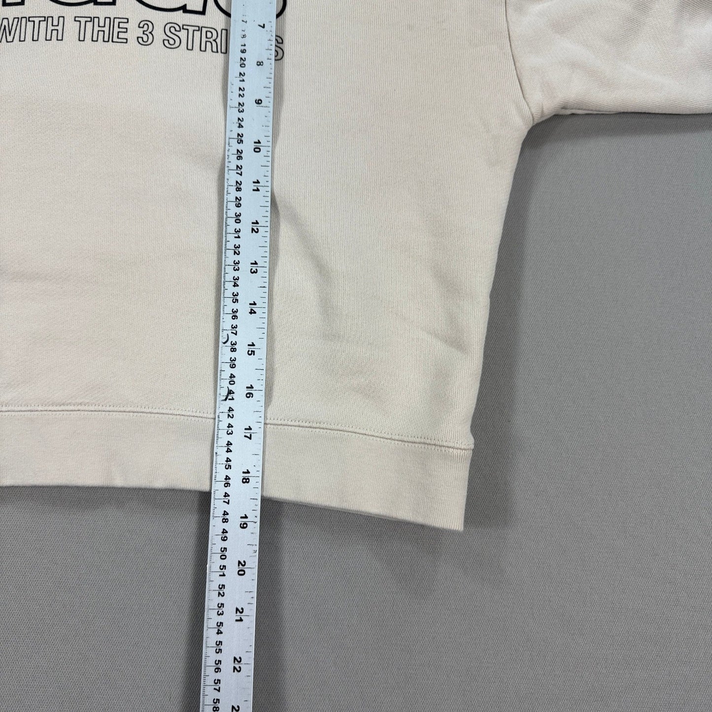 Adidas Crop Top Hoodie Womens Medium Cream White Outline Spellout