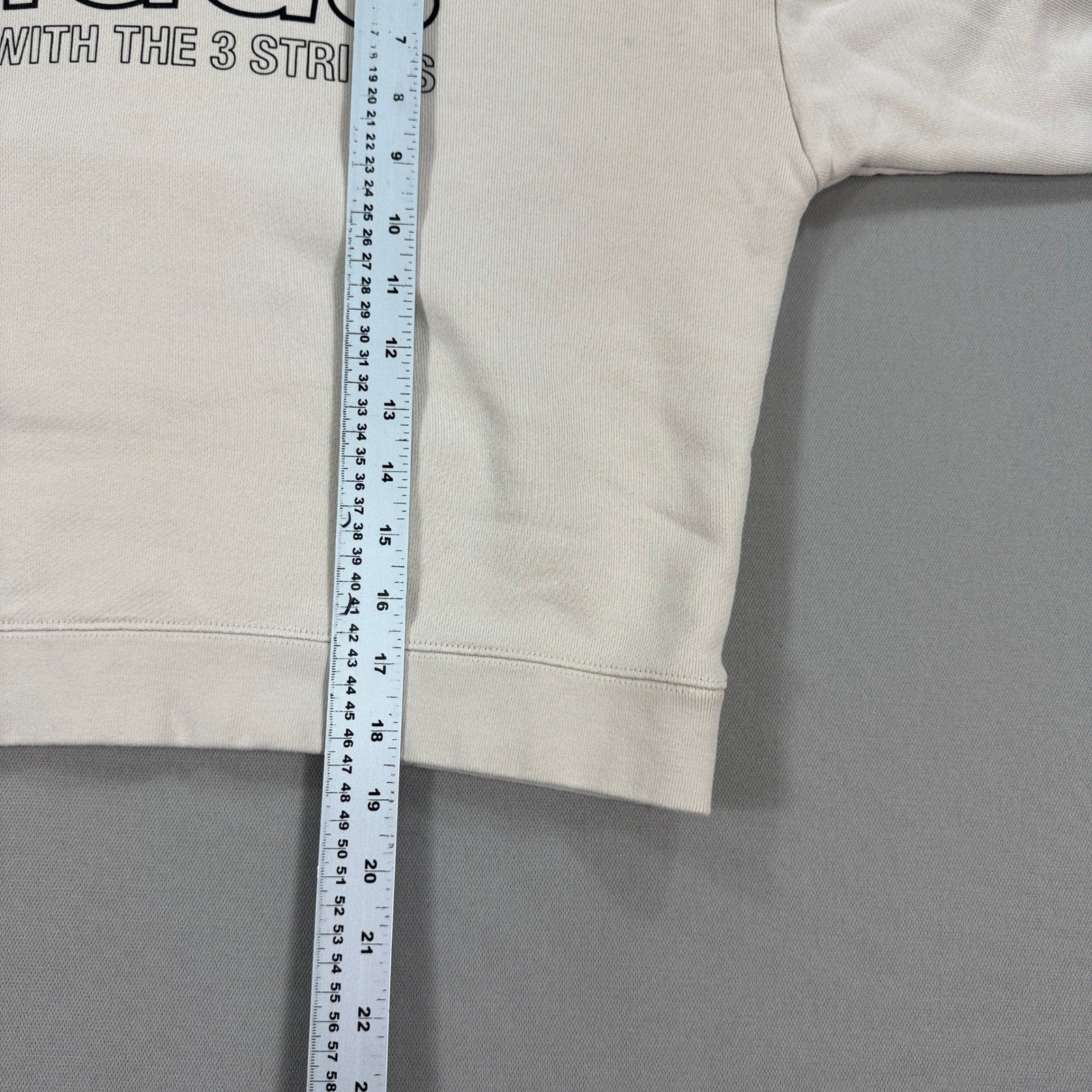 Adidas Crop Top Hoodie Womens Medium Cream White Outline Spellout