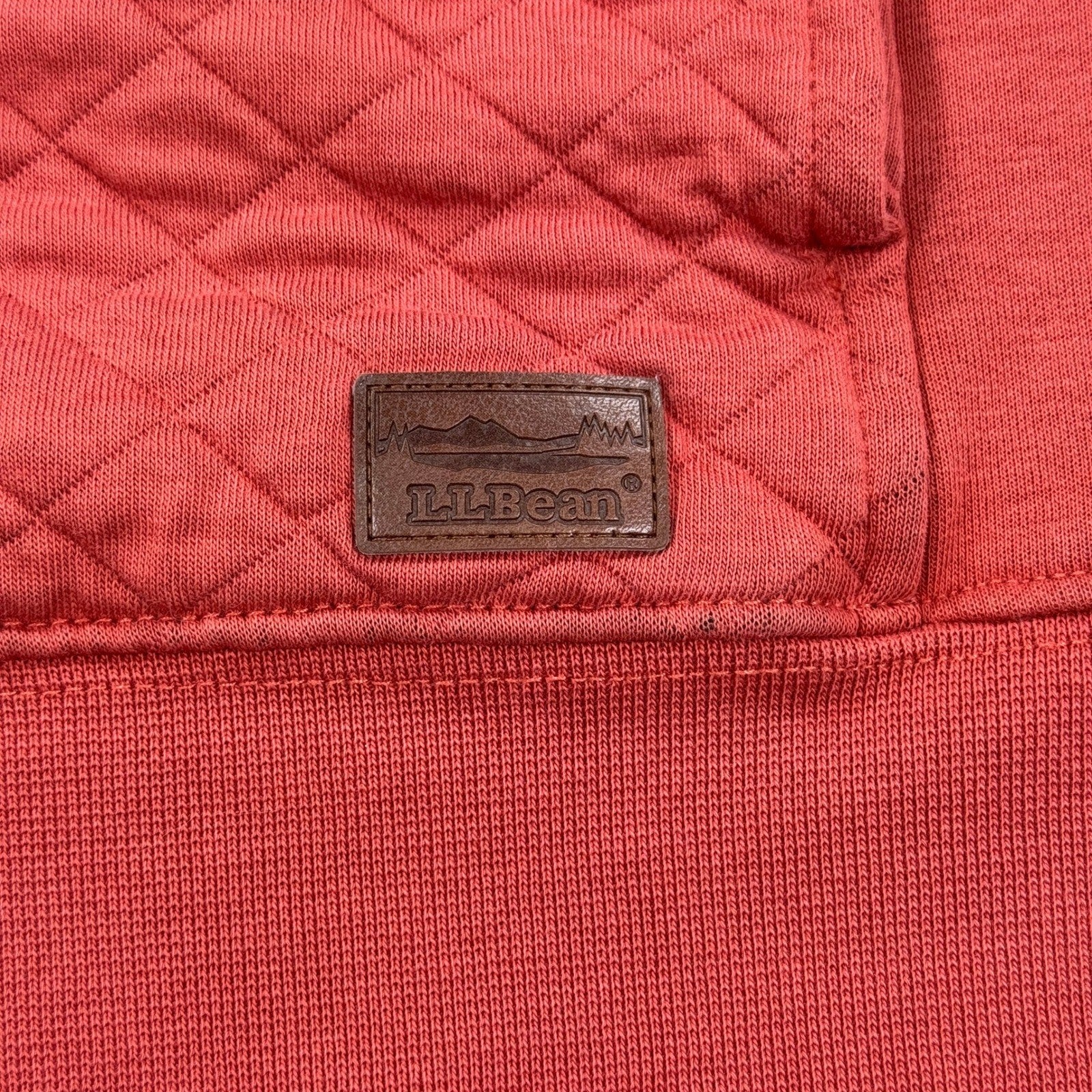 LL Bean Quilted Pullover Womens Medium Quarter Zip Red Long Sleeve