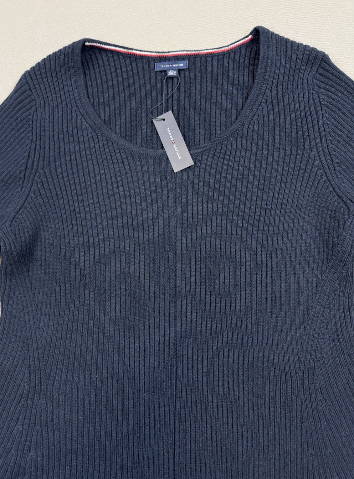 Brand New Tommy Hilfiger Cable Knit Mini Jumper Dress Womens 2XL Navy Blue