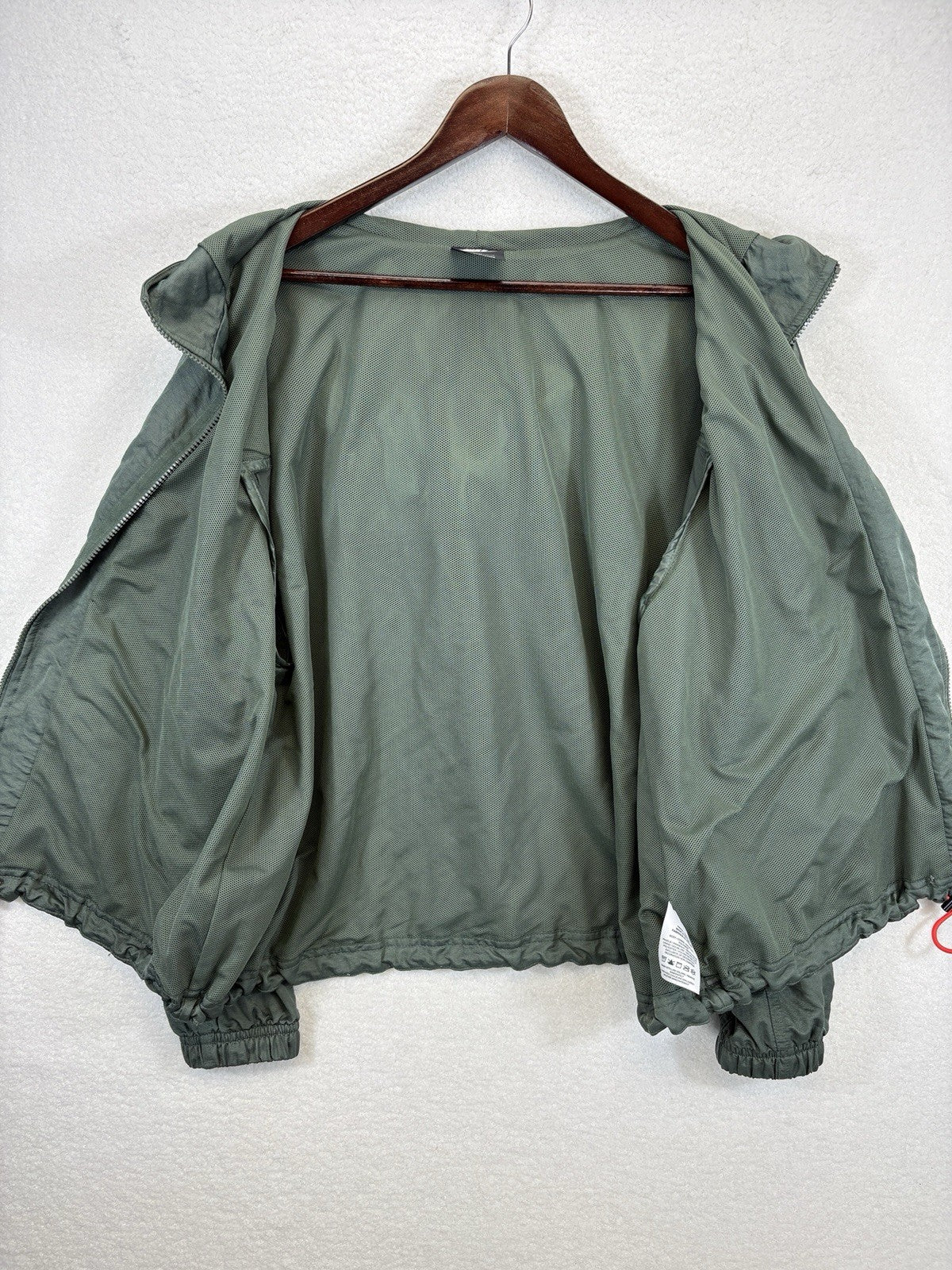 Nike Windbreaker Womens XL Green Track Jacket Hooded Full Zip Sportswear