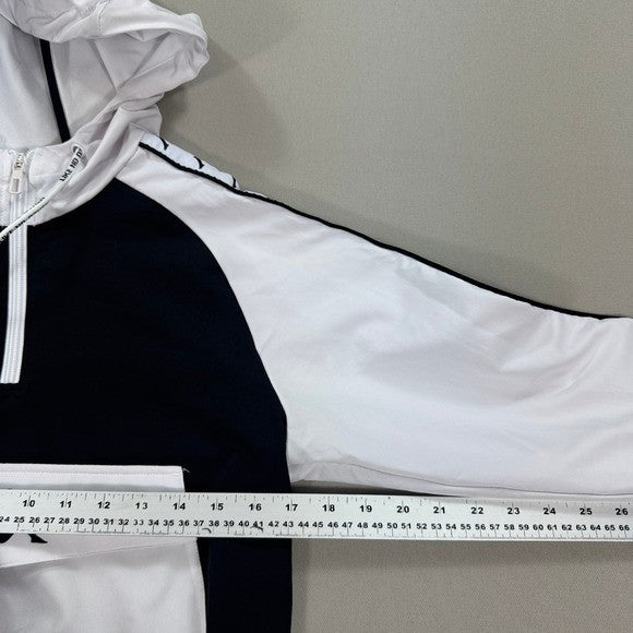 Kappa Anorak Jacket Womens Small White Hoodie Windbreaker Half Zip