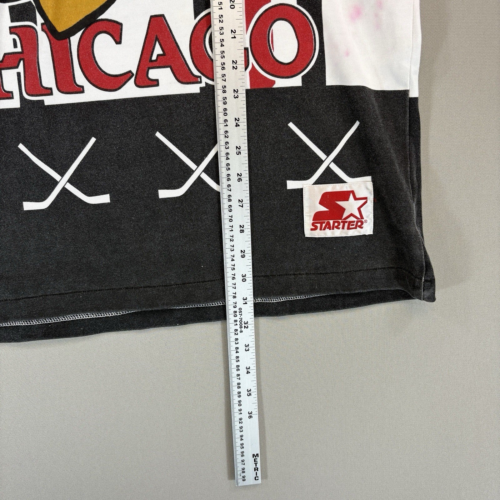 Vintage Rare Starter NHL Chicago Blackhawks 3/4 Sleeve Shirt Mens Large