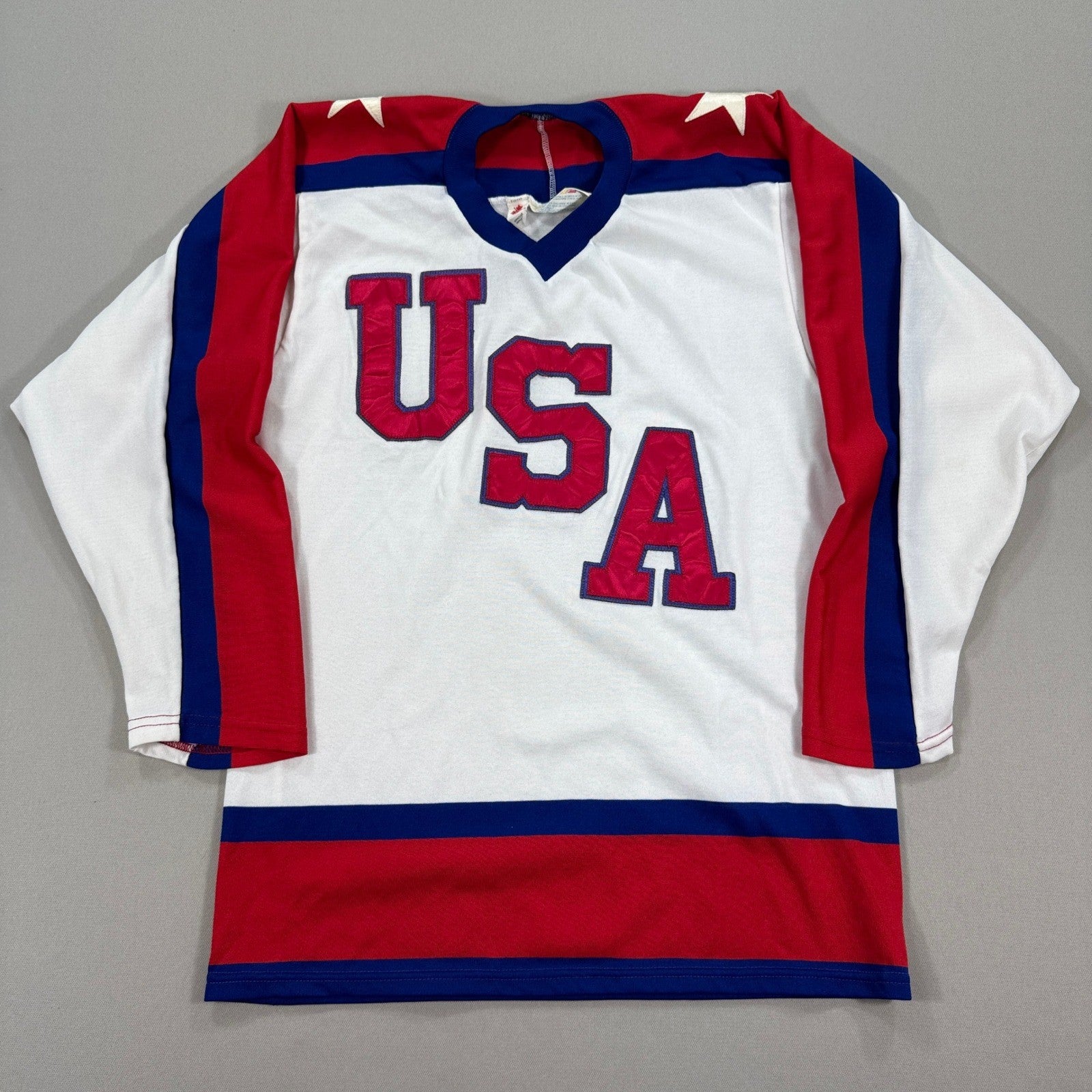 Rare Vintage 90s Cooper Team USA Hockey Jersey Olympic Mens Small Made In Canada