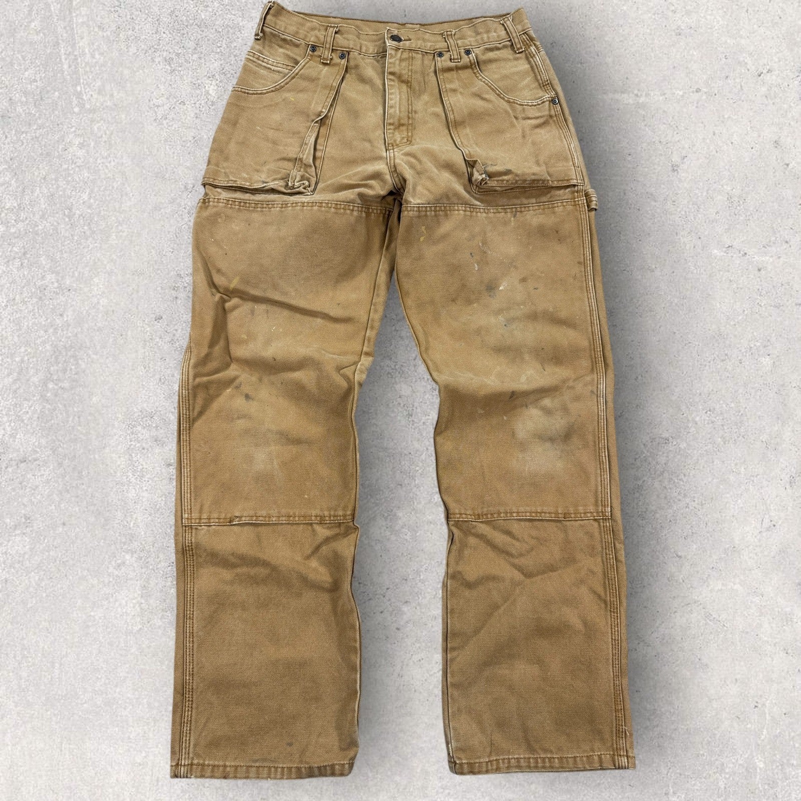 Dickies Double Knee Carpenter Pants mens 32x30 Cargo Khaki Relaxed Fit