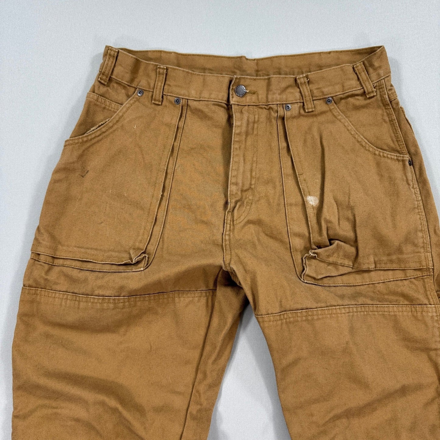 Dickies Double Knee Work Pants mens 32x28 Brown Canvas Carpenter Baggy Workwear