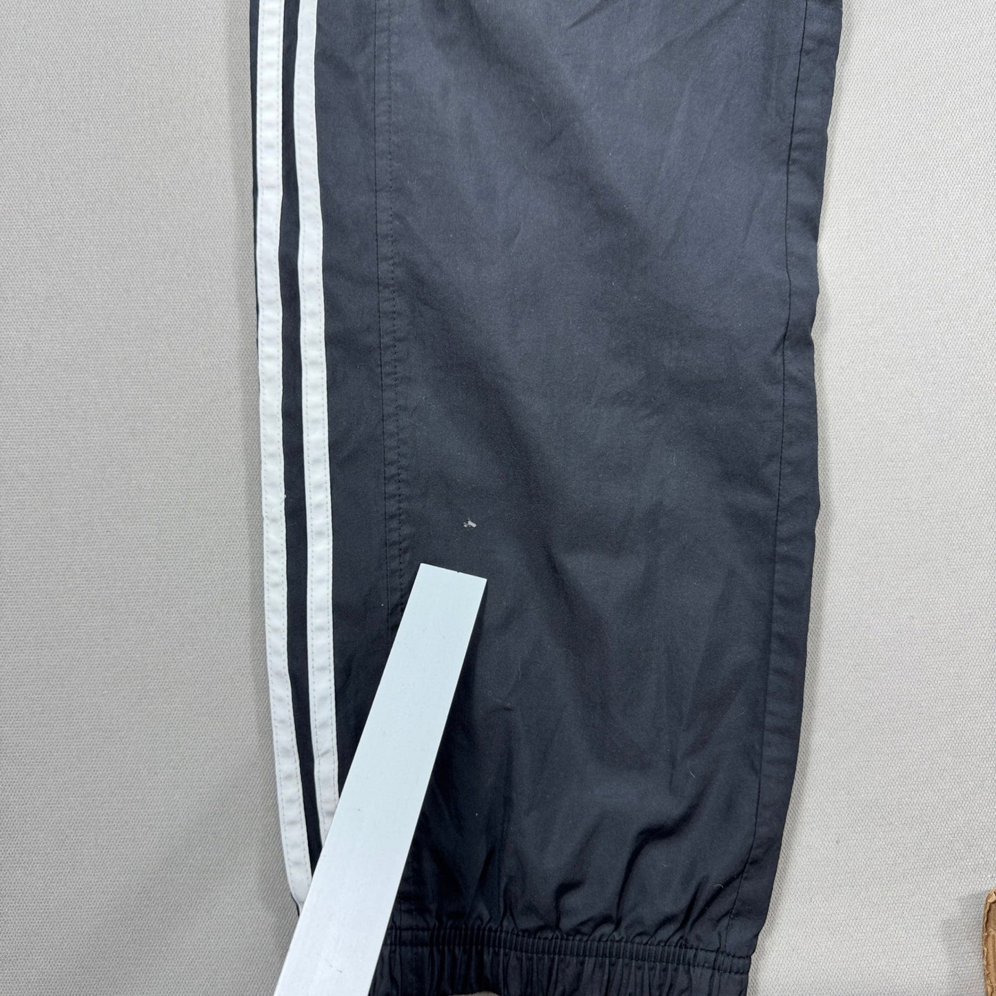 Vintage Adidas Track Pants Mens Small Black Ankle Zipped Drawstrings Trefoil Y2K