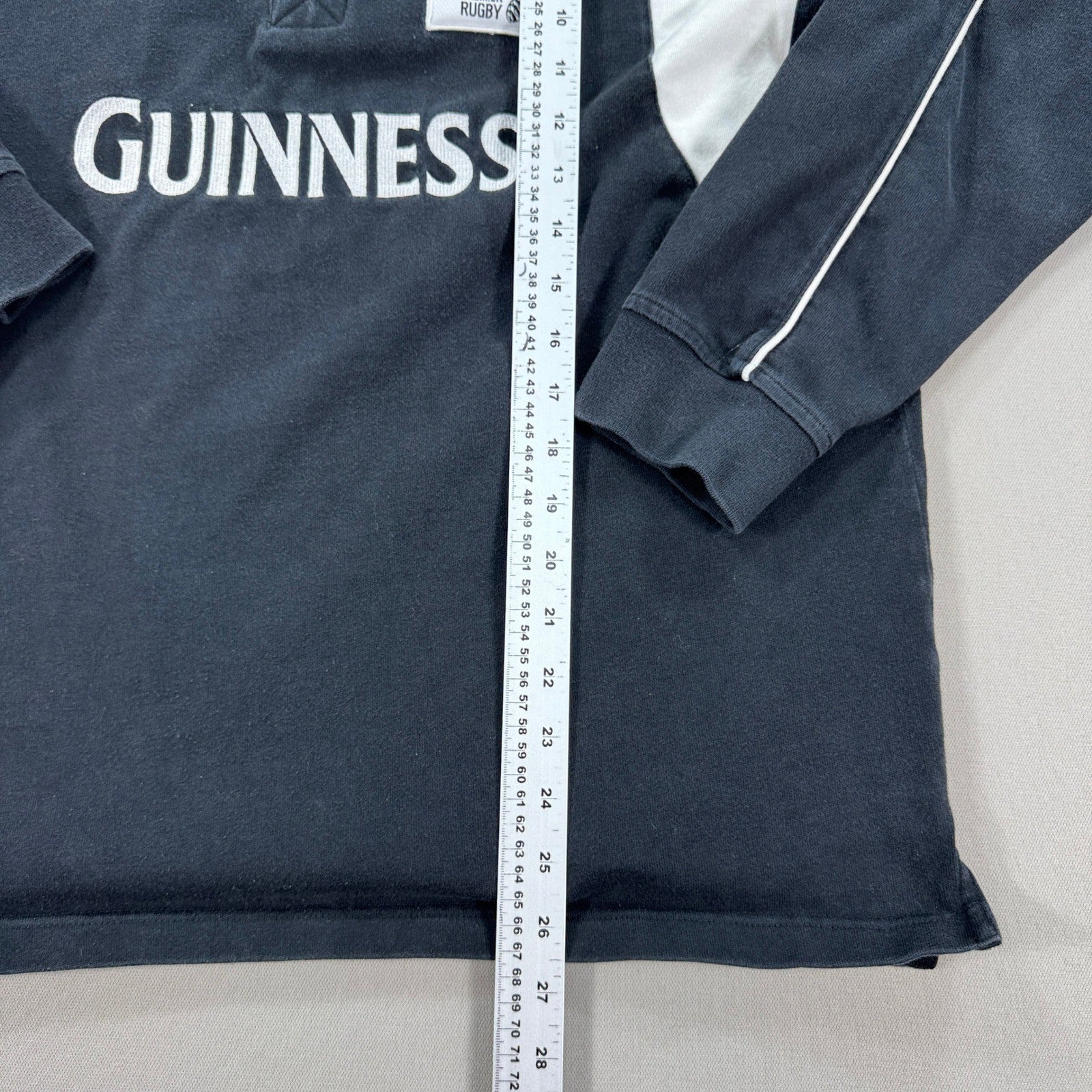 Guinness Premiership Rugby Shirt Men's Large Black Long Sleeve Cotton Traders