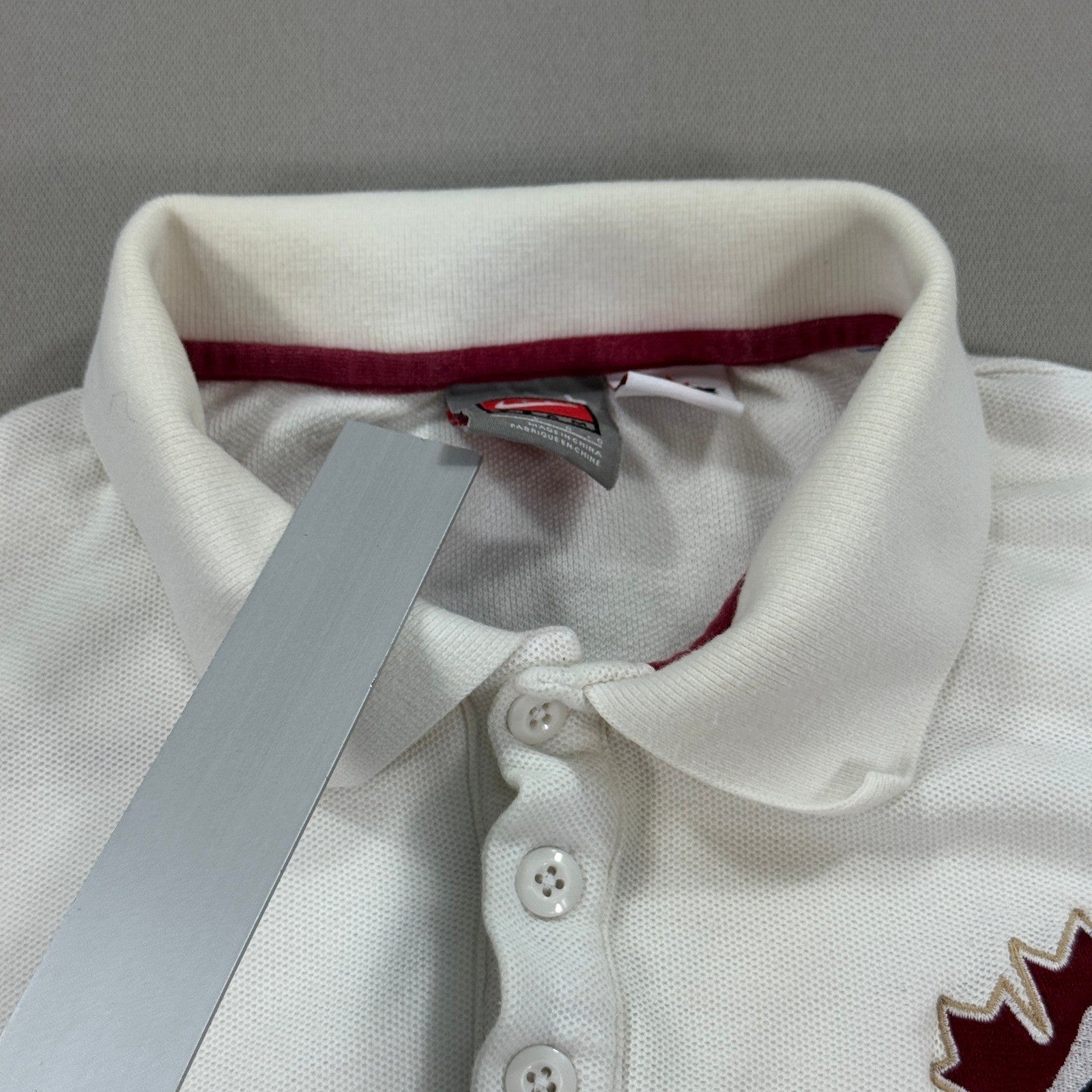 VTG Nike Team Canada Olympic Rugby Polo Shirt Long Sleeve Mens Large