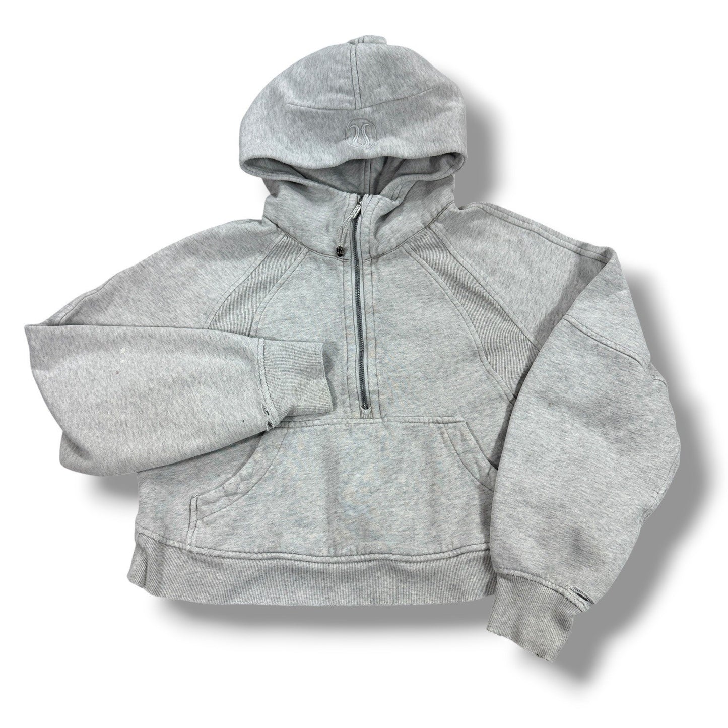 Lululemon Scuba Hoodie Womens XS/S Gray Boxy Fit 1/2 Zip Oversized Crop Thrashed