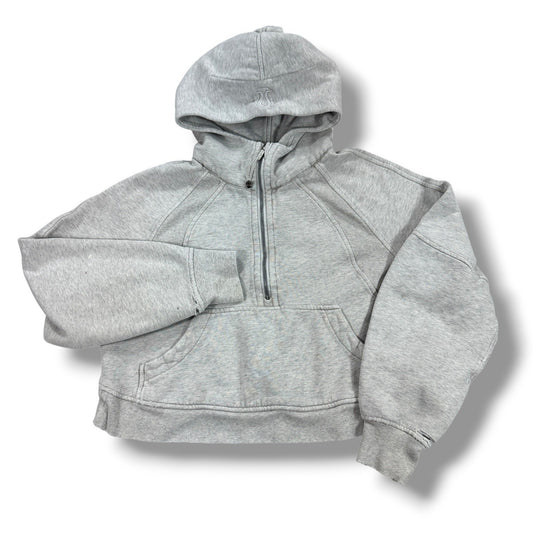 Lululemon Scuba Hoodie Womens XS/S Gray Boxy Fit 1/2 Zip Oversized Crop Thrashed