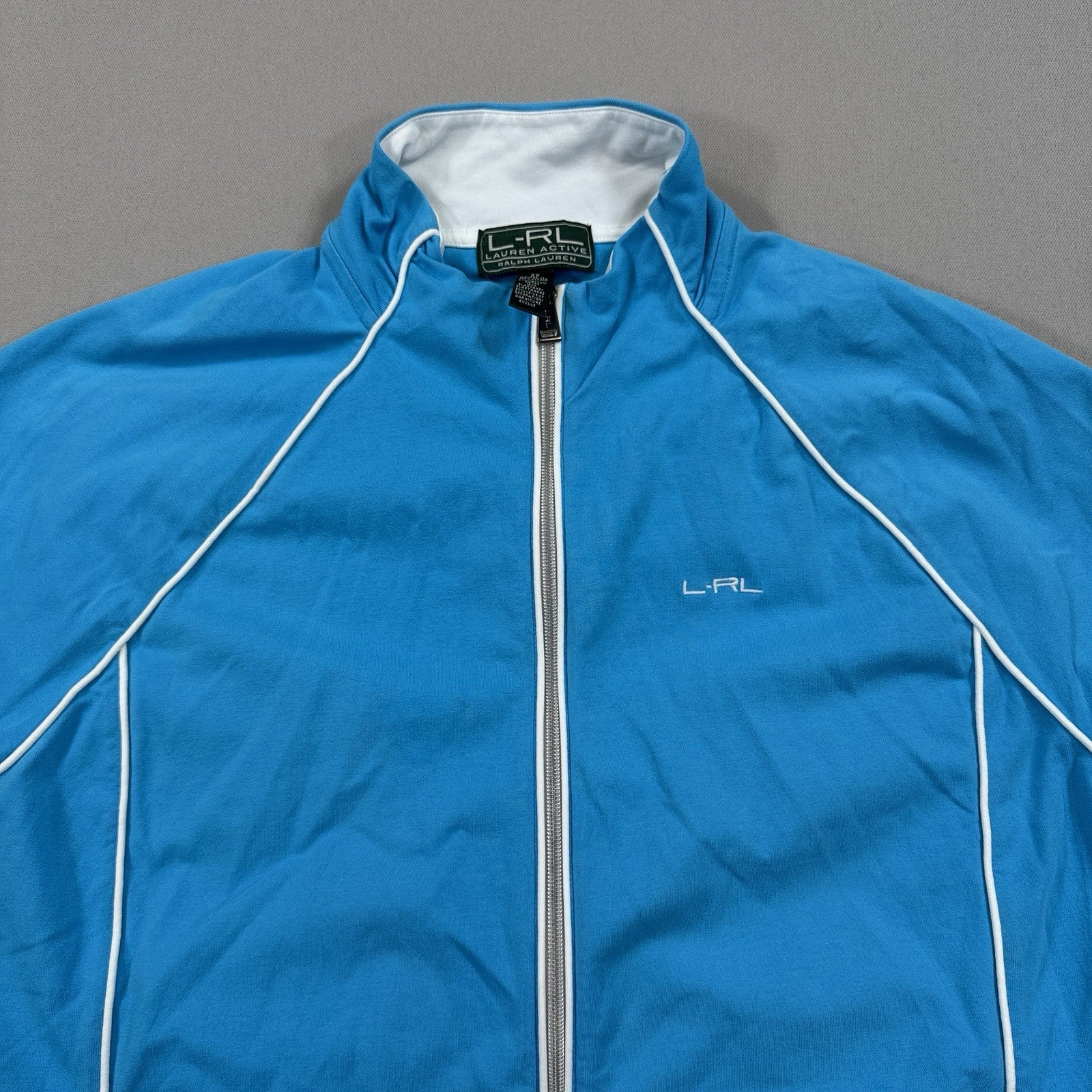 Lauren Ralph Lauren Track Jacket Womens 2X Turquoise Full Zip Activewear Sports