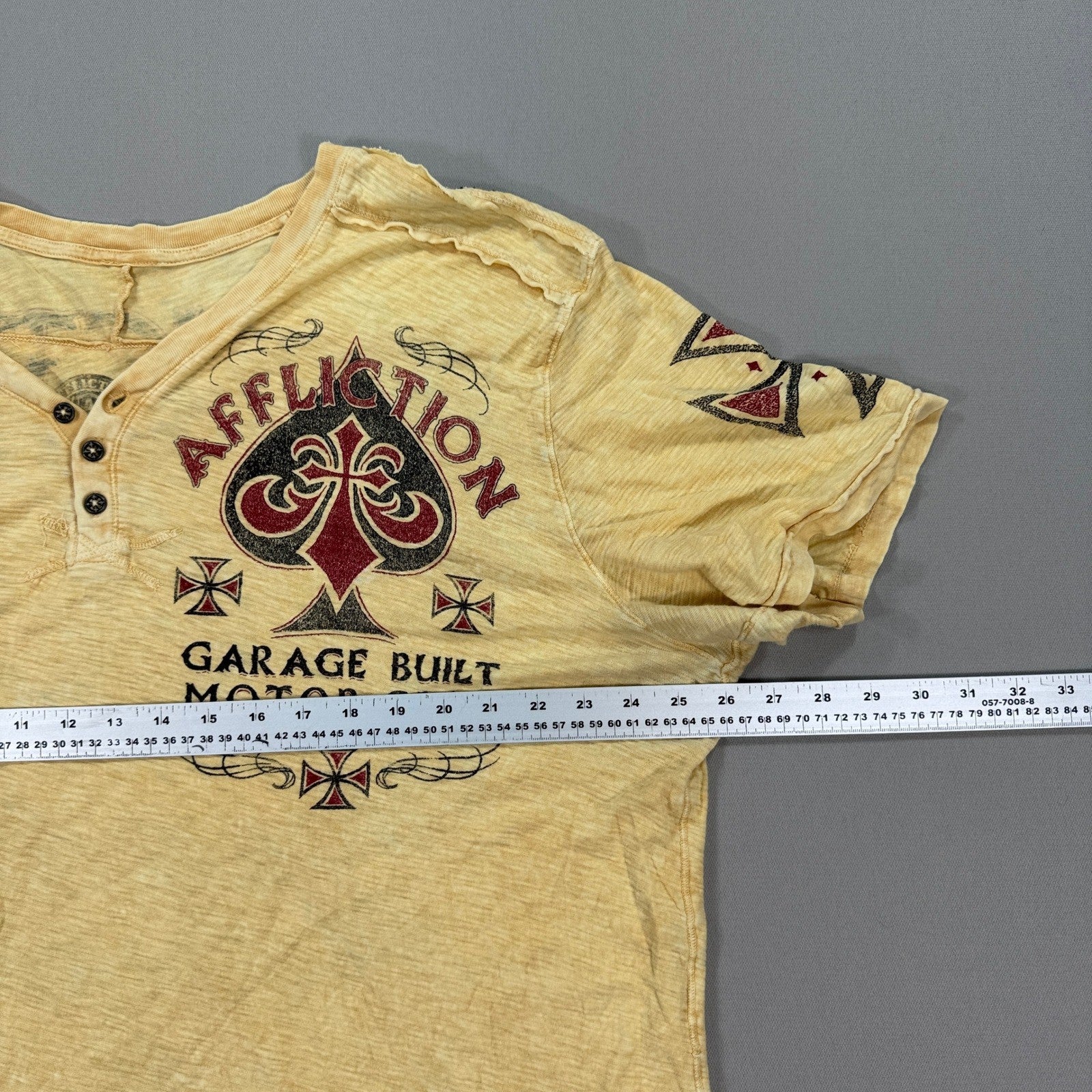 Affliction T Shirt Garage Motor Club Built For Speed Mens 2XL Spade Thrashed