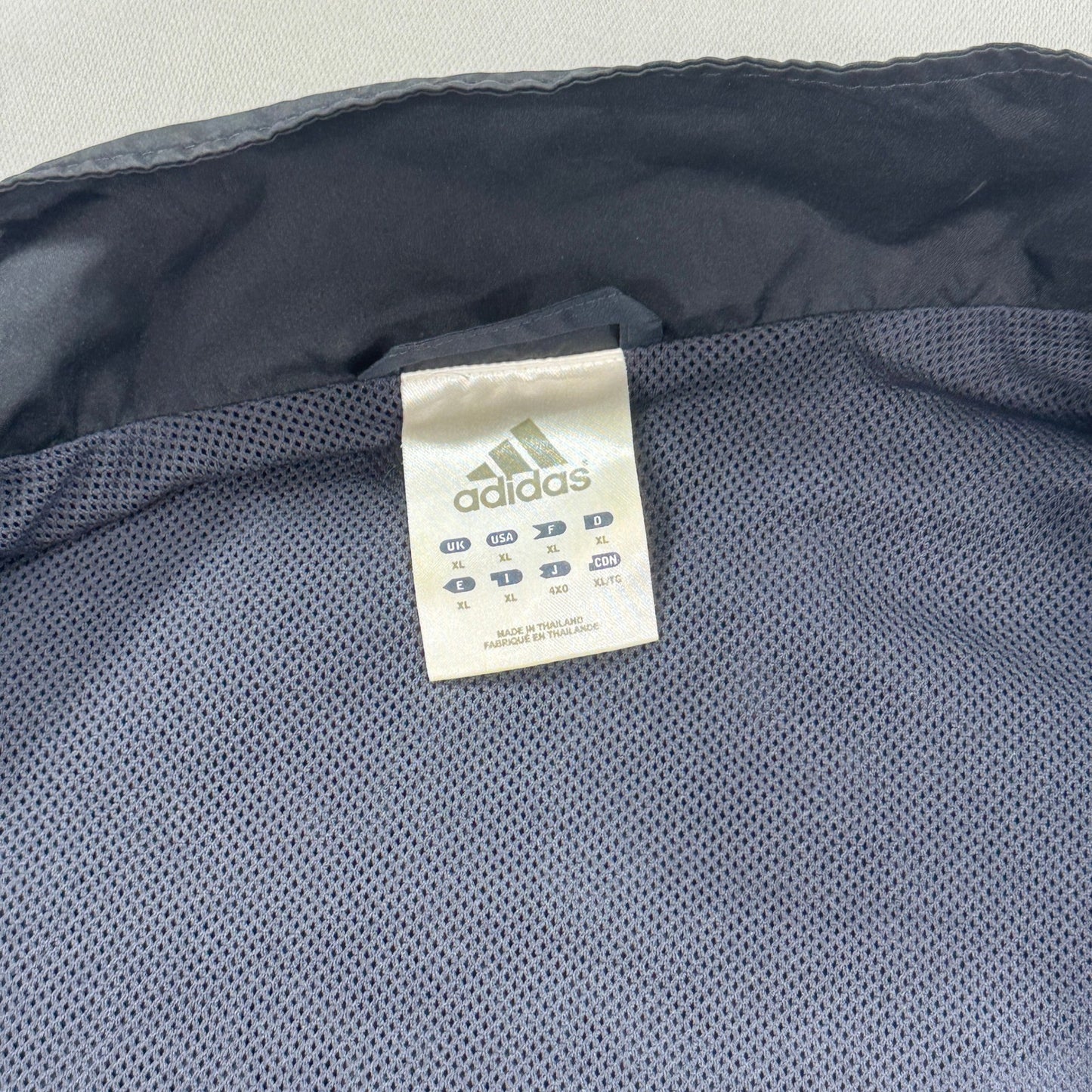 Adidas Track Jacket mens XL Black Gray Full Zip Windbreaker 2010 Lined