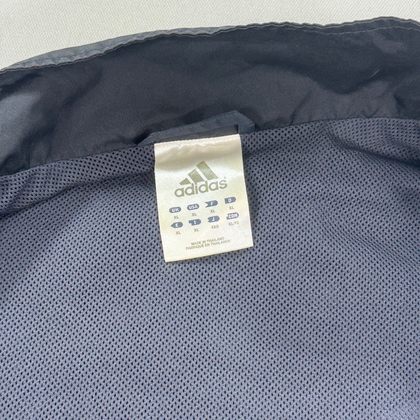 Adidas Track Jacket mens XL Black Gray Full Zip Windbreaker 2010 Lined