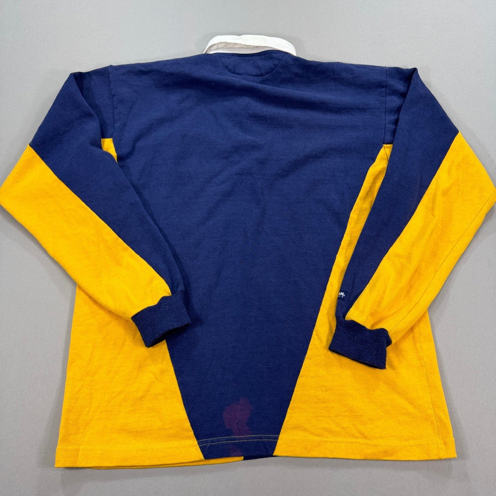 Vintage Barbarian Rugby Wear Polo Shirt mens 2XL Yellow Blue Long Sleeve Canada
