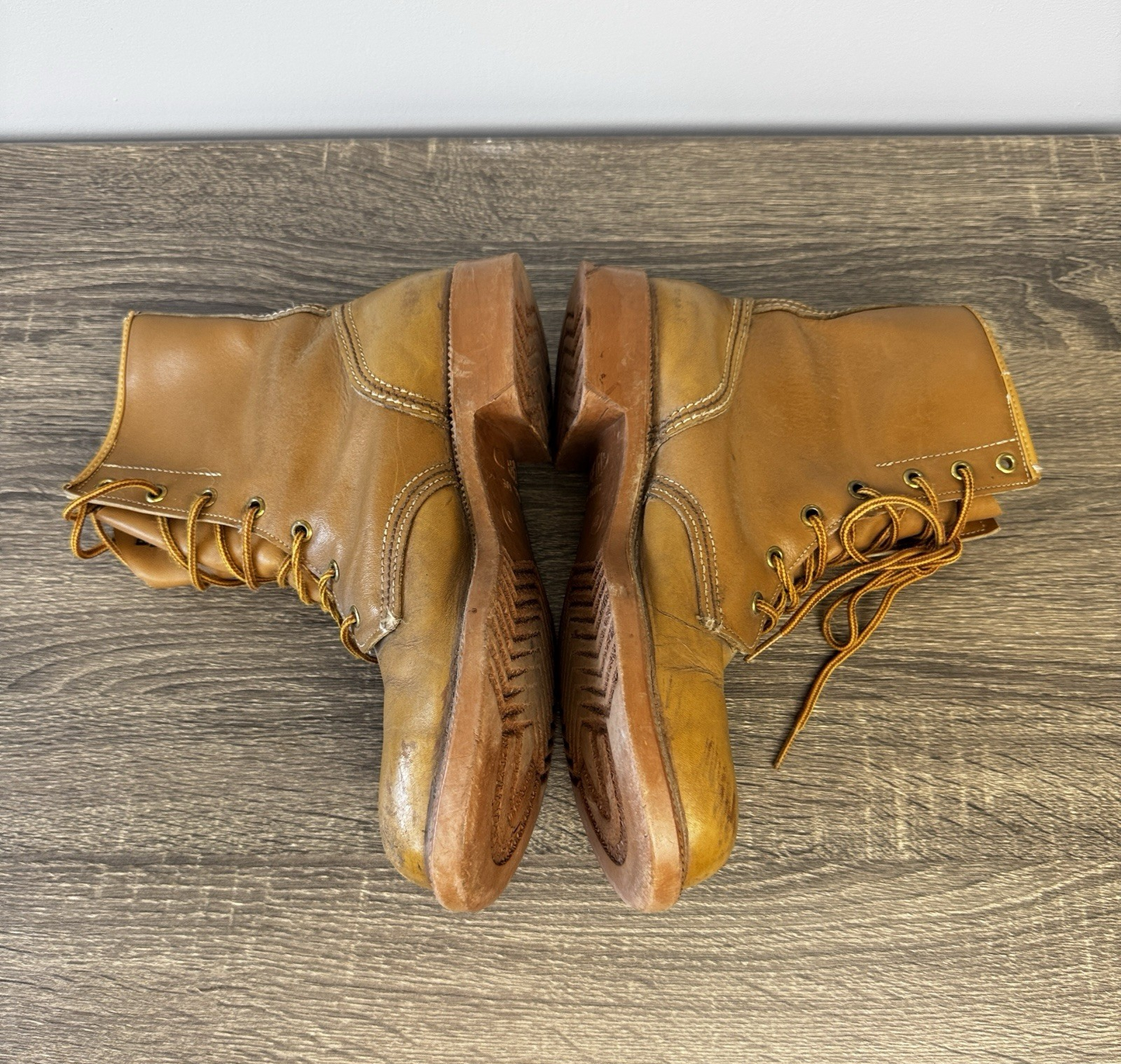 Vintage Greb Steel Toe Work Boots mens Sz 8 Brown Combat Leather Made in Canada