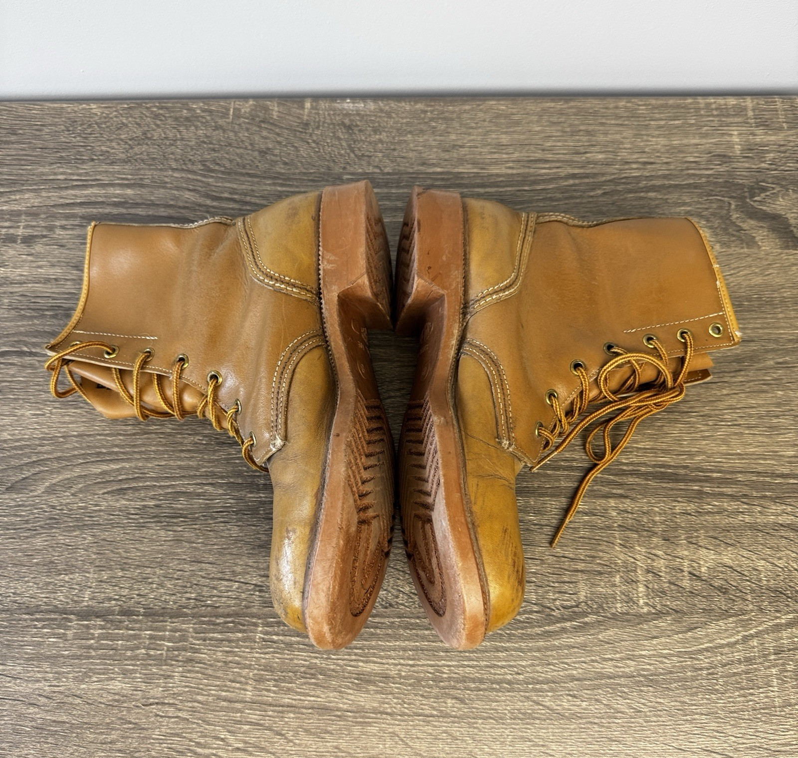 Vintage Greb Steel Toe Work Boots mens Sz 8 Brown Combat Leather Made in Canada