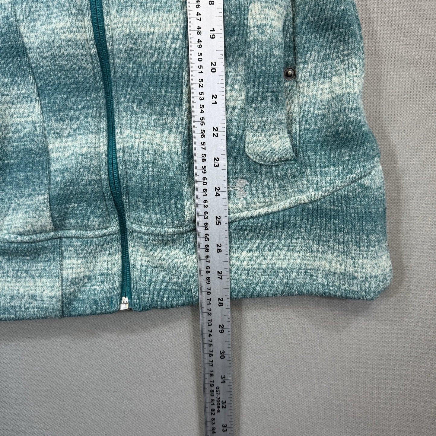 Under Armour Cold Gear Sweatshirt Womens Medium Green Striped Hoodie Full Zip