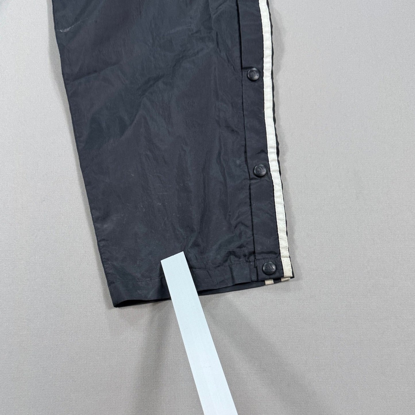 Vintage Adidas Track Pants Tearaway Mens Large Black Snap Up Trefoil Wide Leg