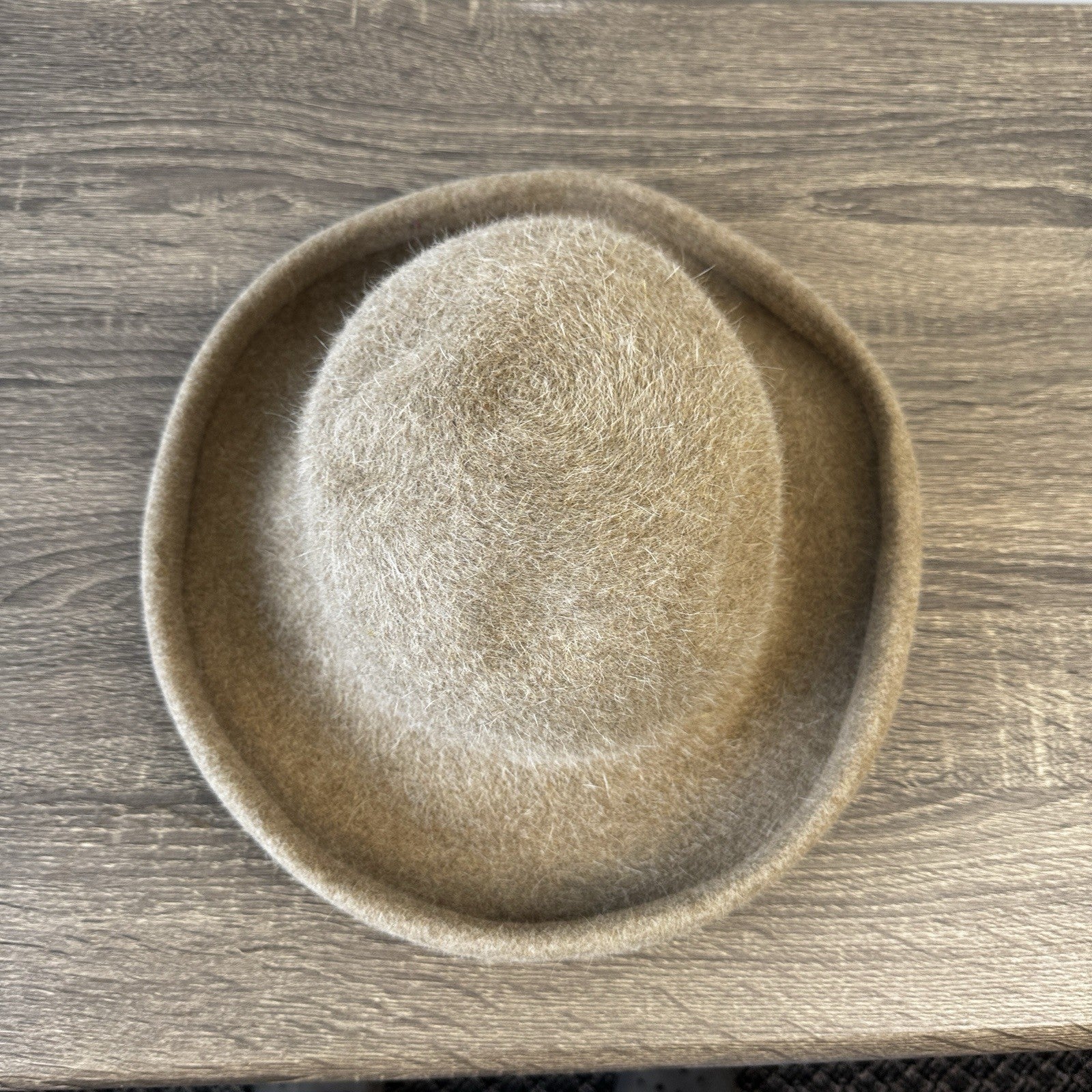 Vintage Eric Javits Squishee Felt Wool Bucket Hat Womens Light Brown Made In USA