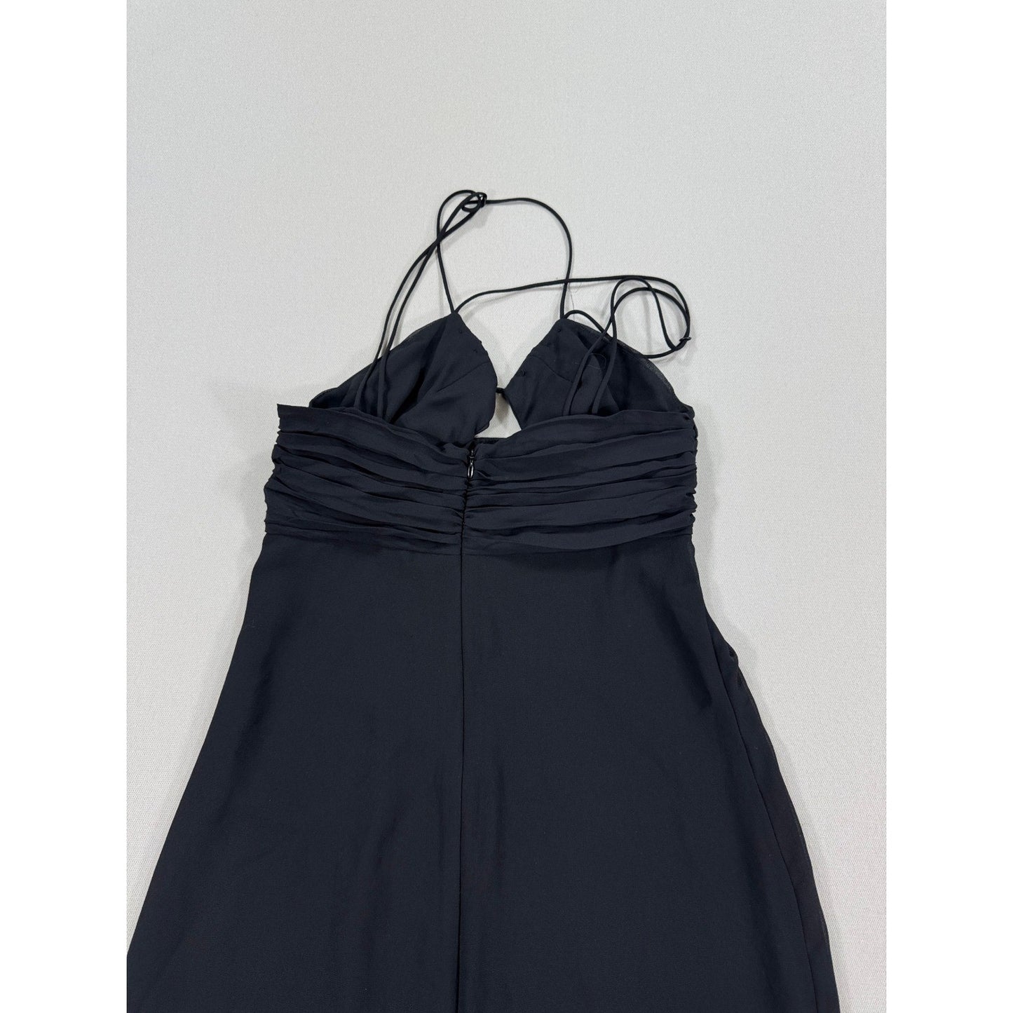 Zara Maxi Dress Womens XS Black Sleeveless Spaghetti Strap Halter Neck Bodycon