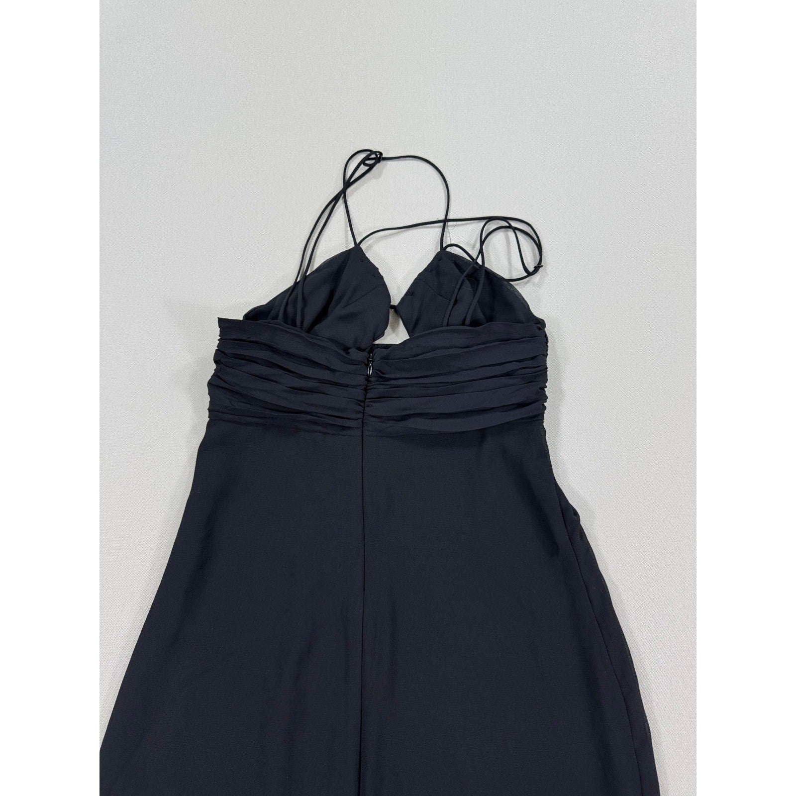 Zara Maxi Dress Womens XS Black Sleeveless Spaghetti Strap Halter Neck Bodycon