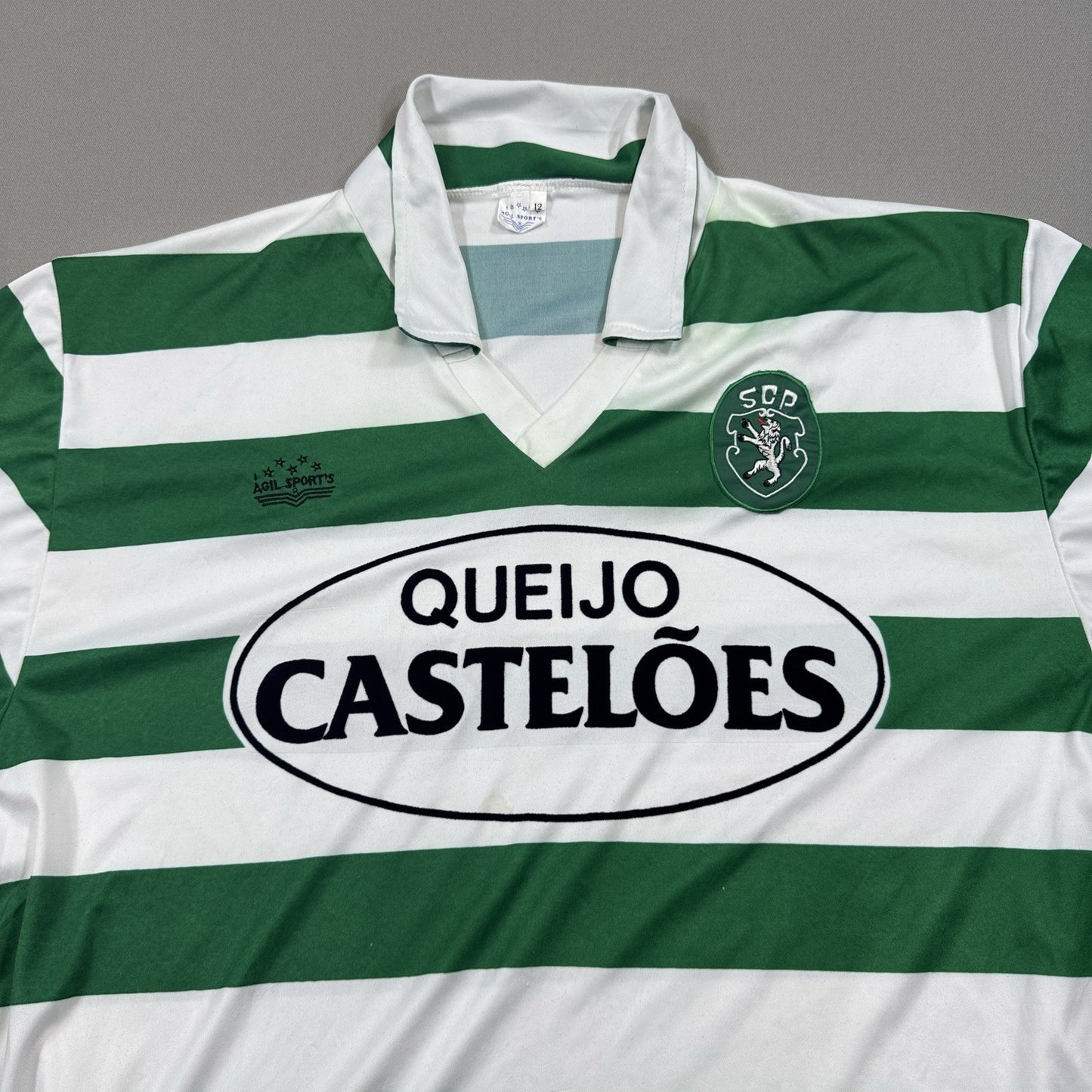 Agil Sports Jersey 90's Sporting Lisbon Home Football Mens Sz 12 Striped