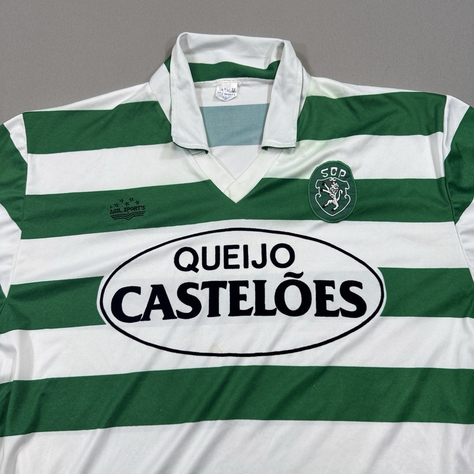 Agil Sports Jersey 90's Sporting Lisbon Home Football Mens Sz 12 Striped