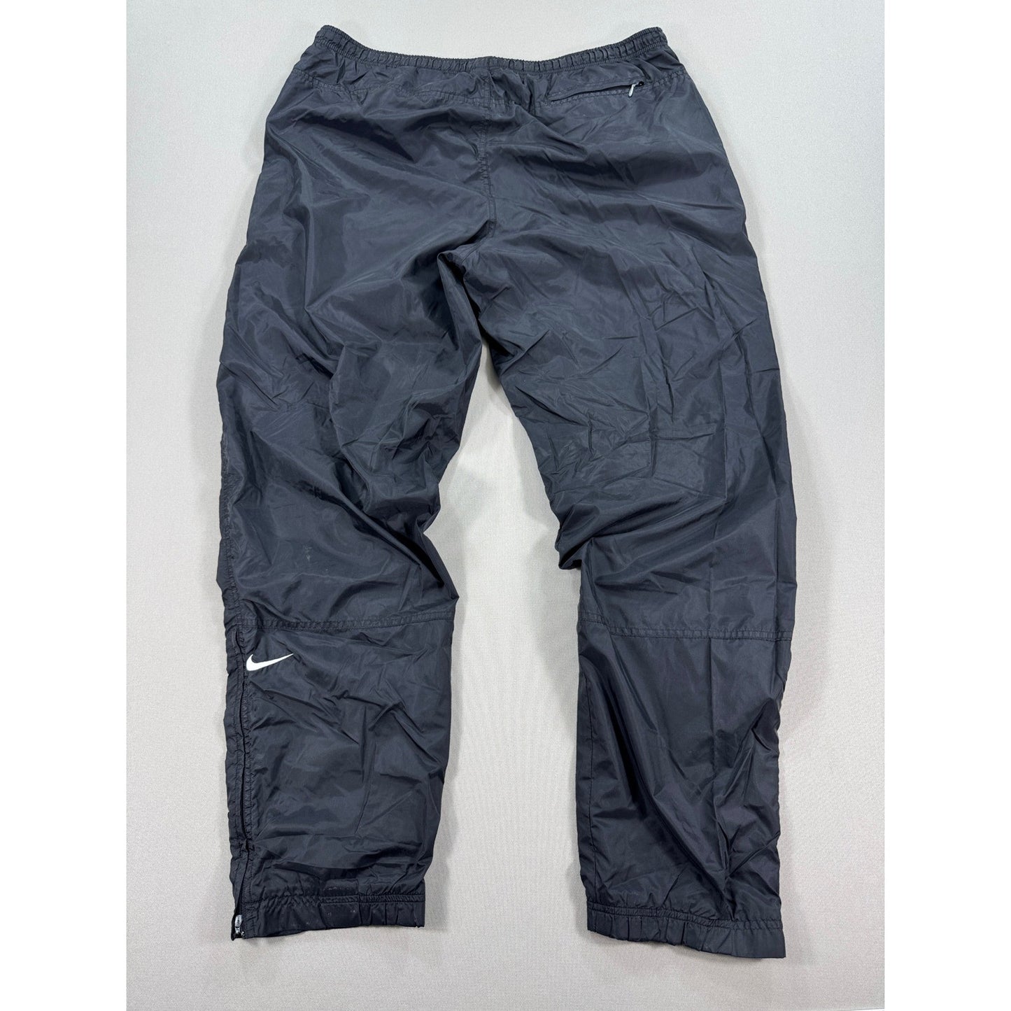 VTG Nike Track Pants Men's Large Black Zip Ankle Pockets Drawstring Windbreaker