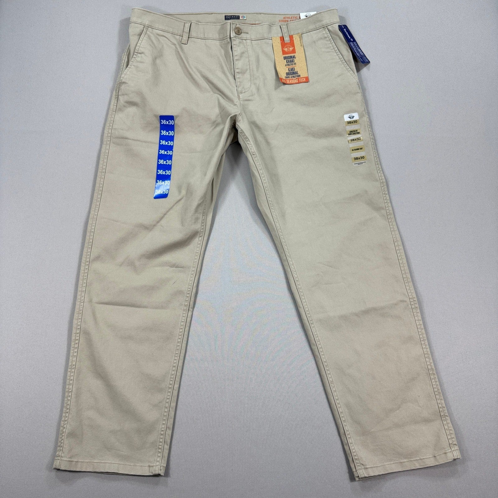 NWT Dockers Original Khaki Pants All Seasons Tech mens 38x30 Beige Athletic Fit