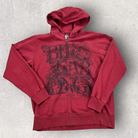 Vintage Billabong Sweatshirt mens Large Red Graphic Spell Out Hoodie Skater Y2K