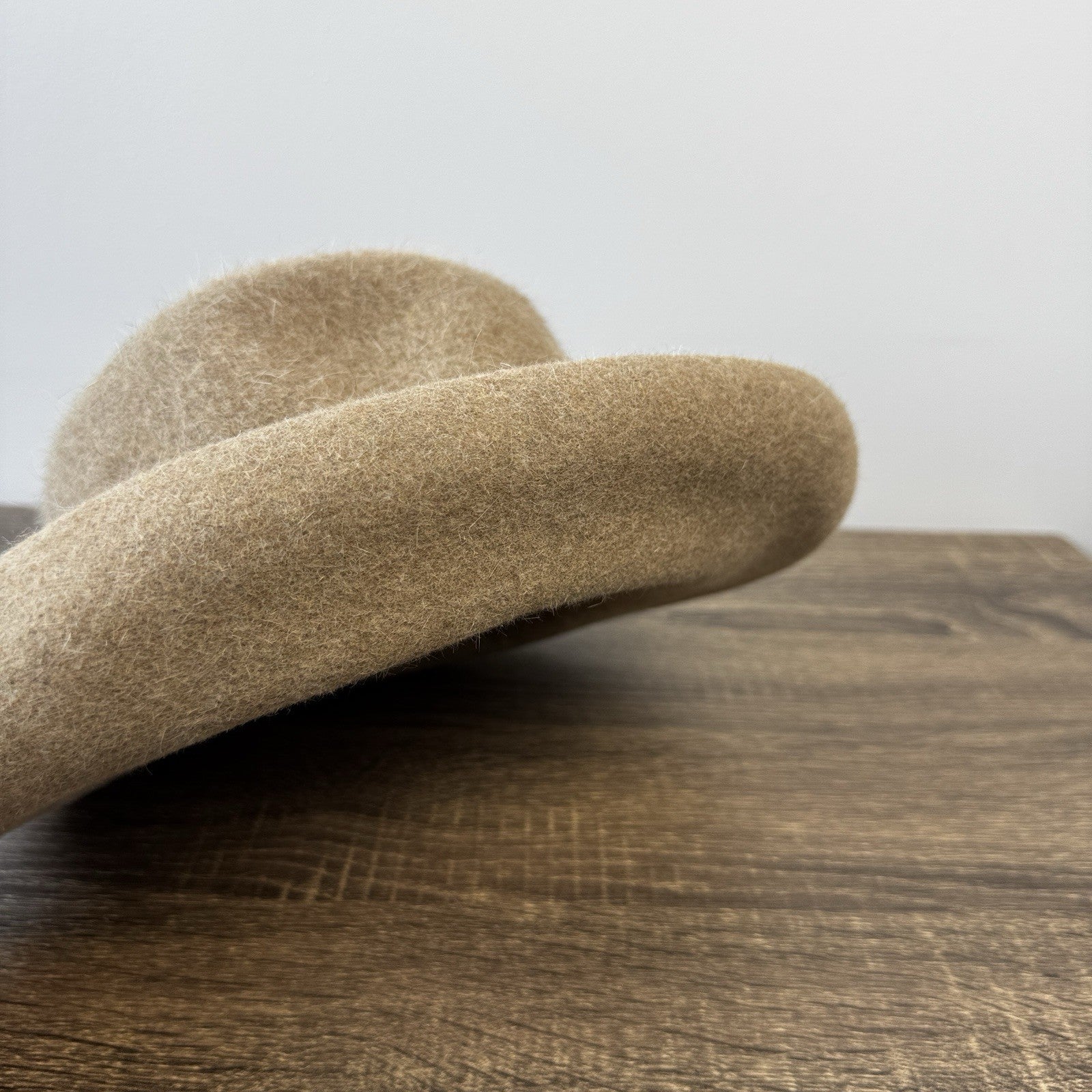 Vintage Eric Javits Squishee Felt Wool Bucket Hat Womens Light Brown Made In USA