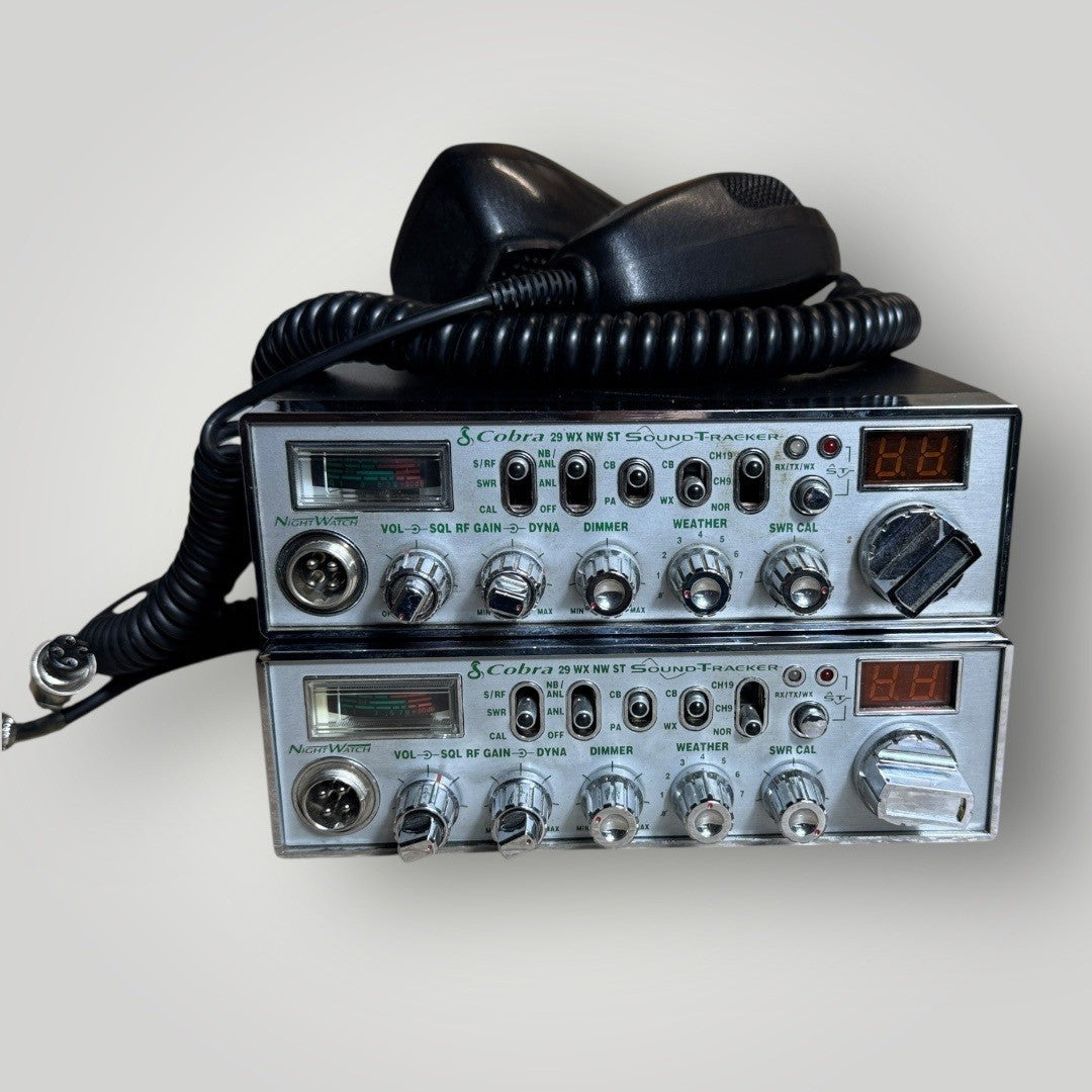 2x Vintage Cobra 29 WX NW ST SoundTracker CB Radios NightWatch Microphones Lot